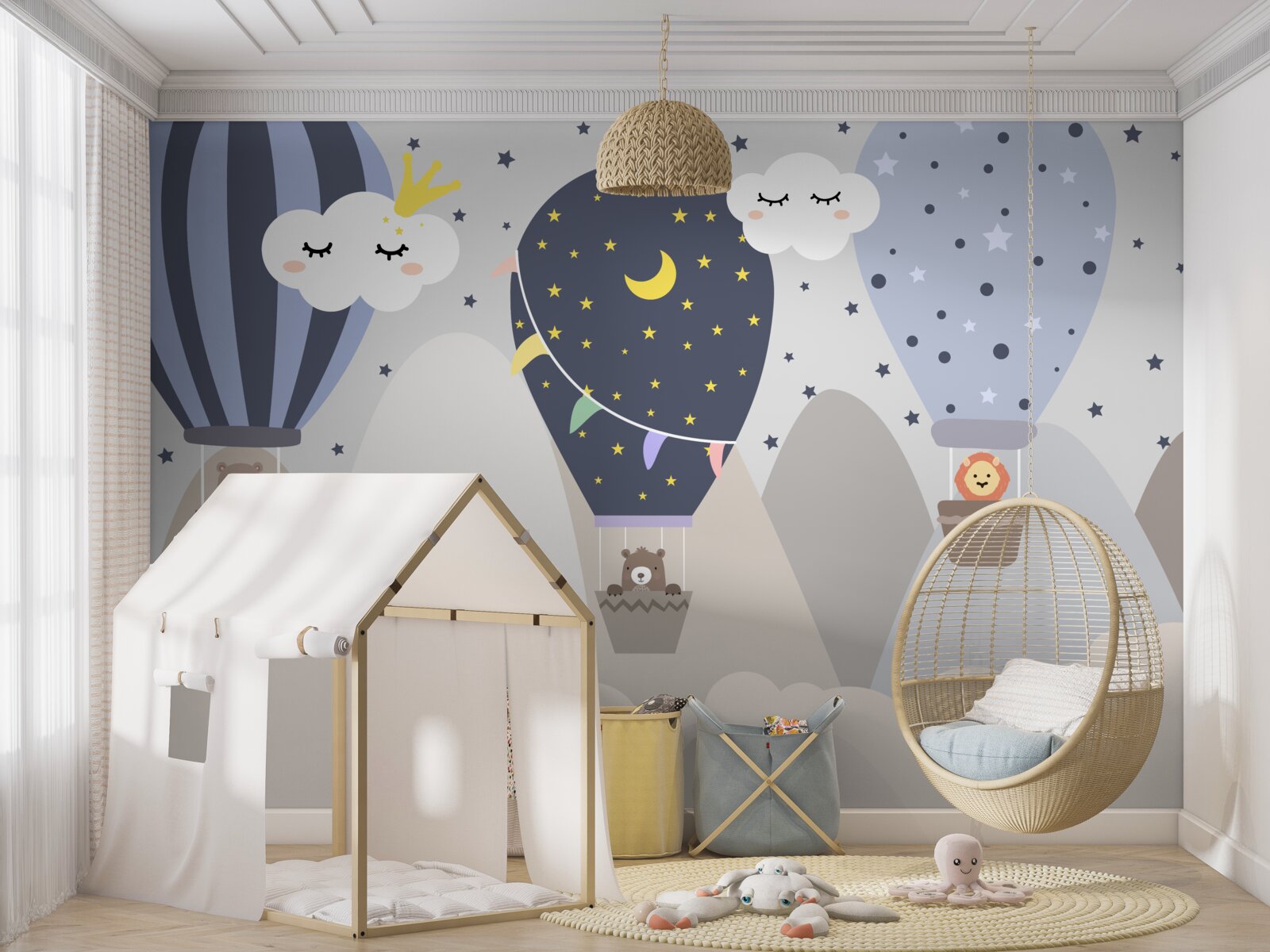 Papier peint les animaux voyagent en ballon
