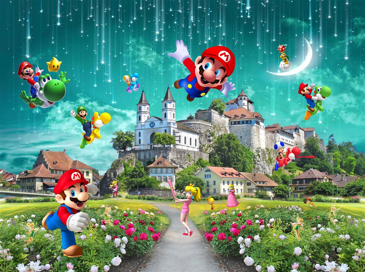 Papier peint les personnages de mario dans metropolis