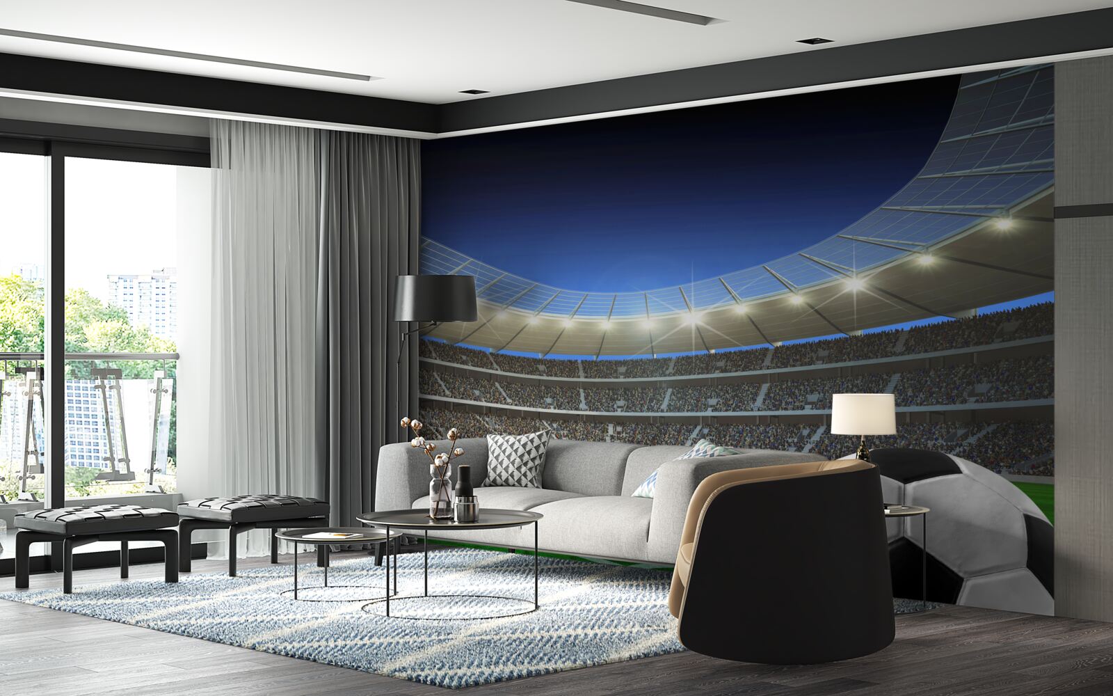 Papier peint stade de football et football