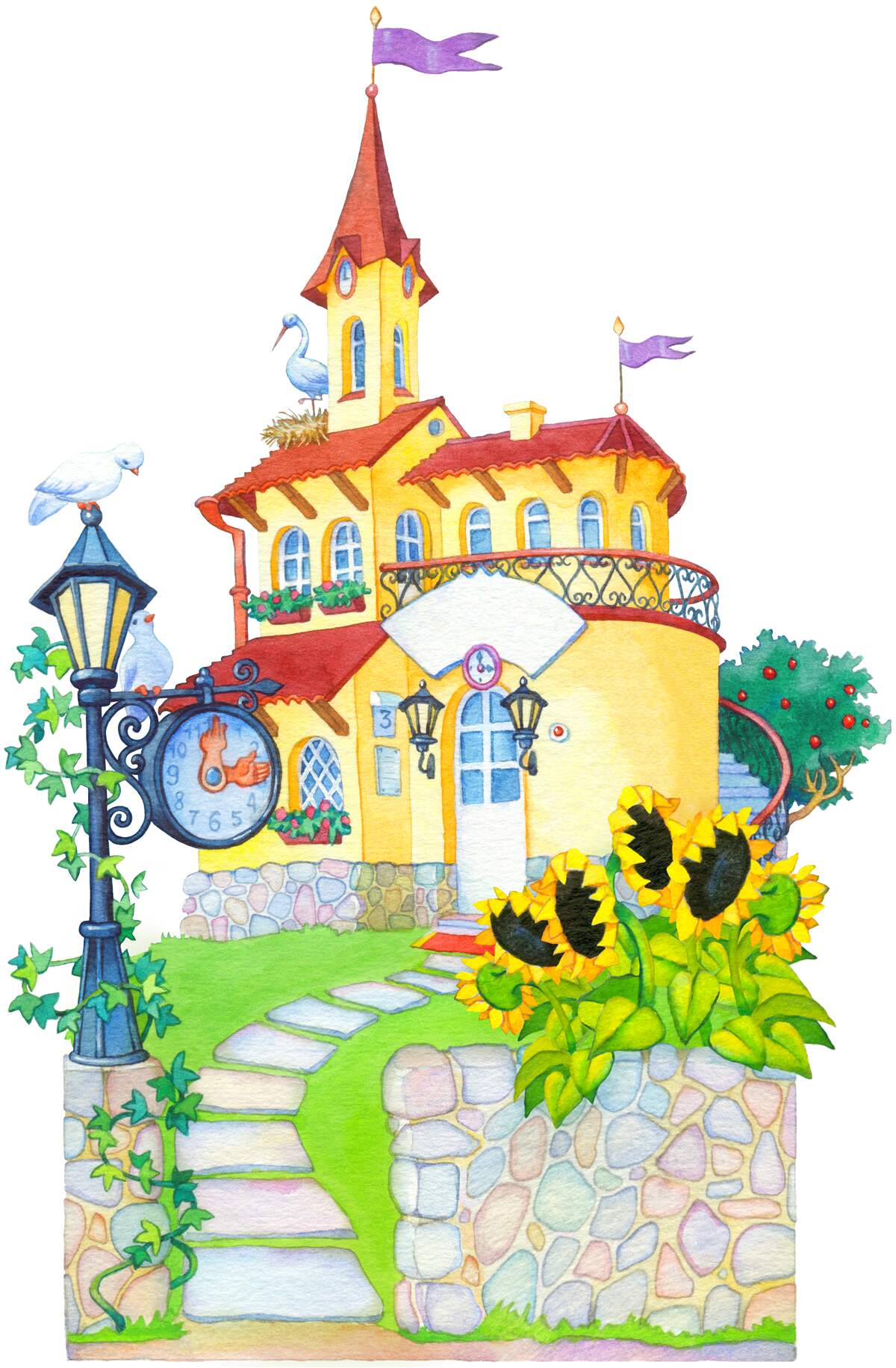 Papier peint le château représenté dans le tableau