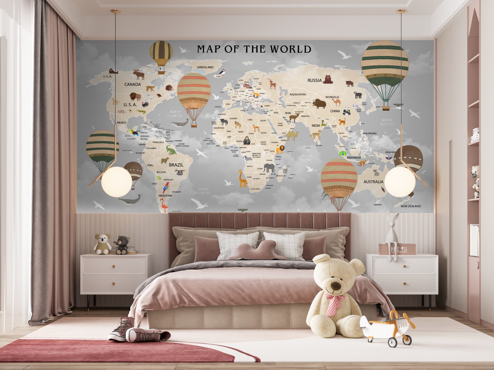 Papier peint boules en l'air sur le globe