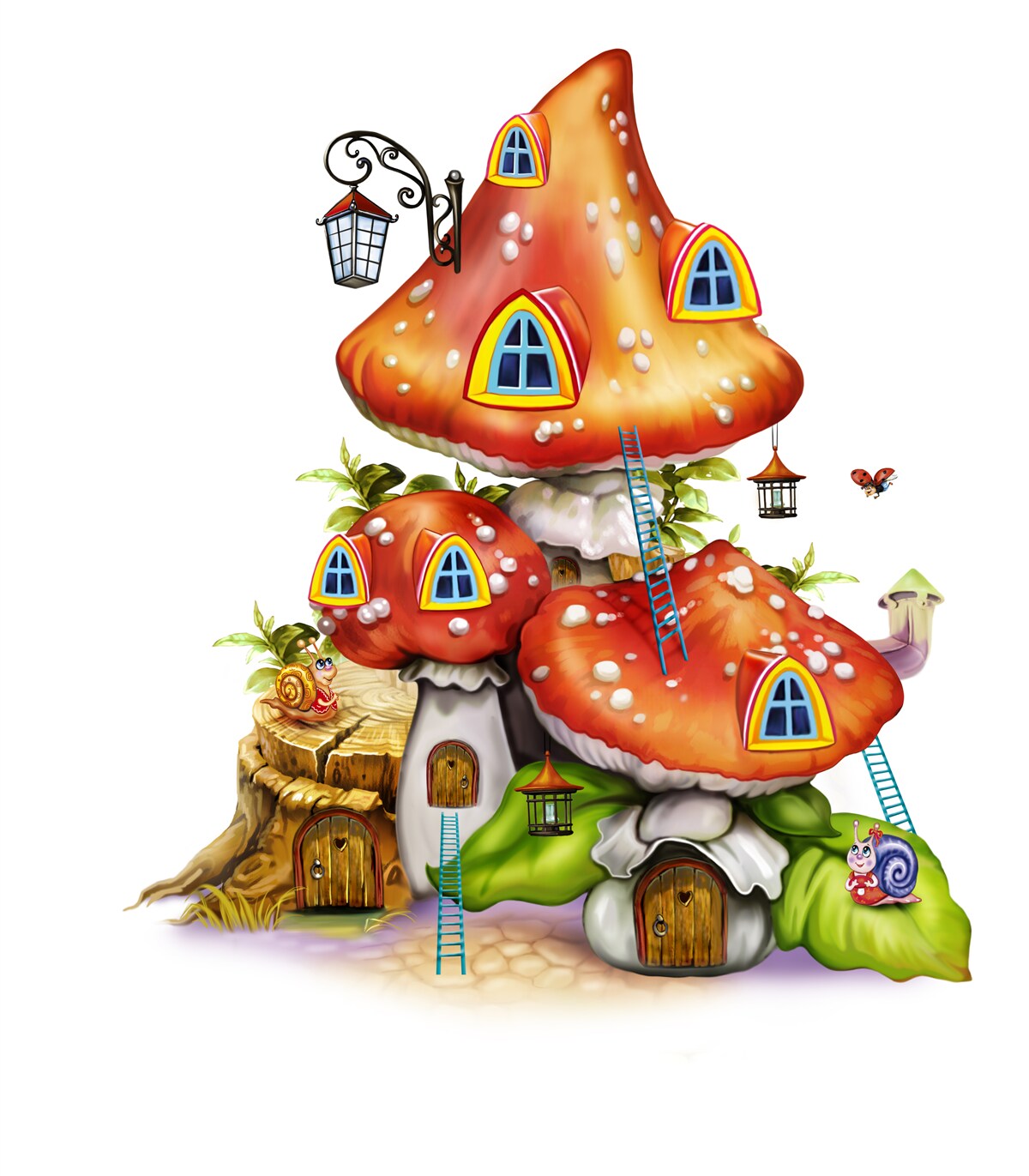 Papier peint cottages à champignons