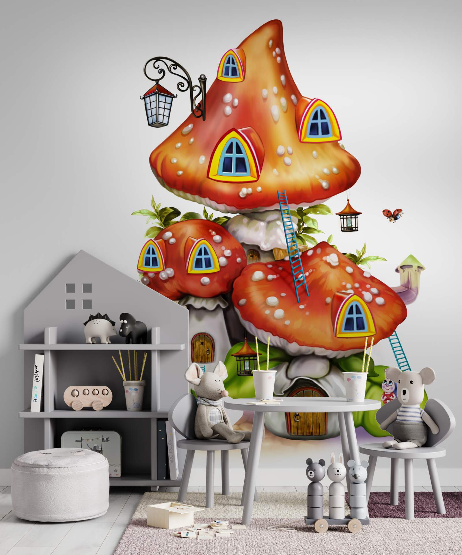Papier peint cottages à champignons