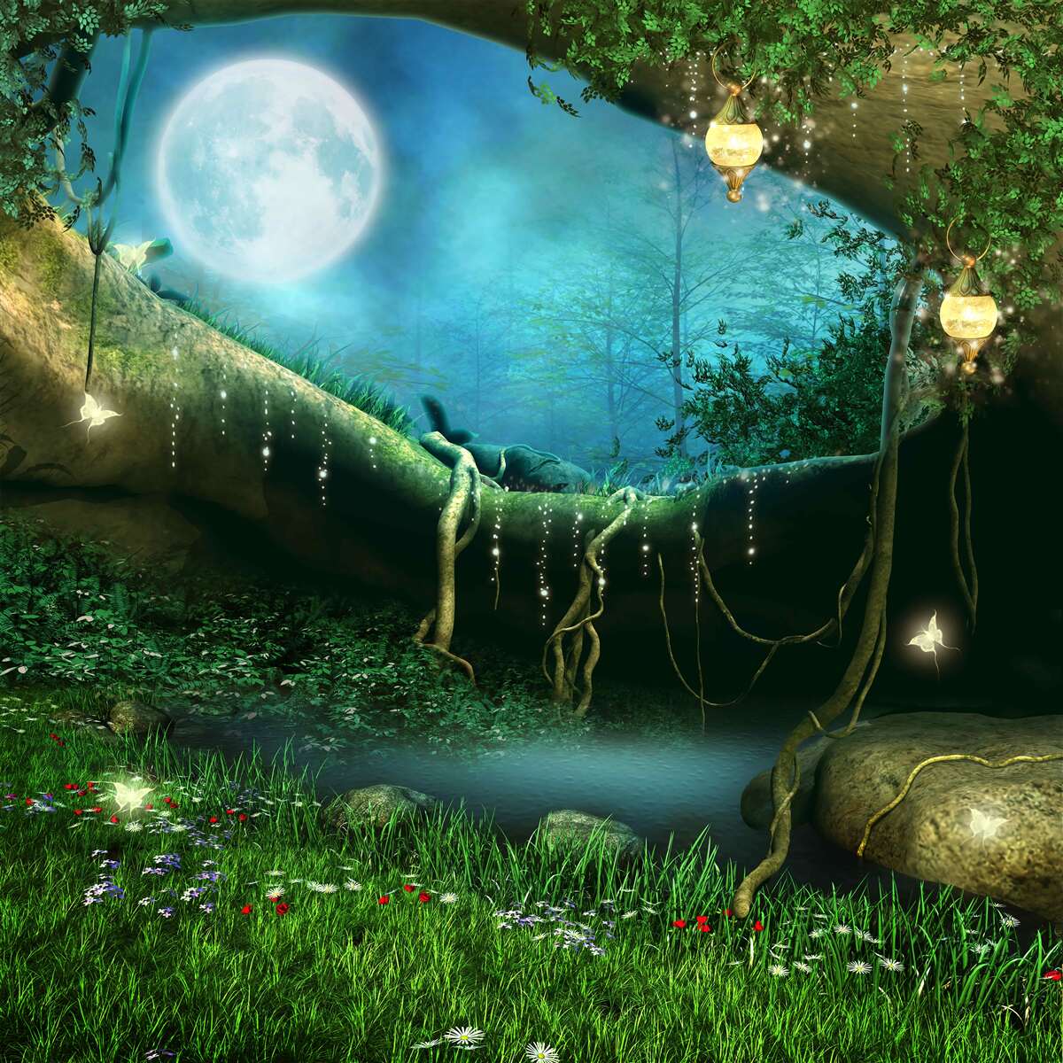 Papier peint forêt de contes de fées