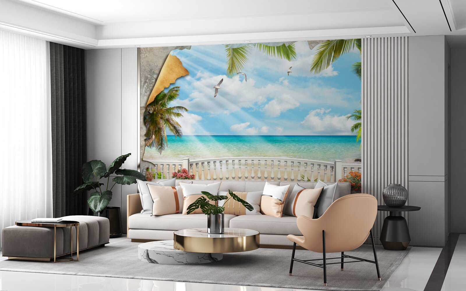 Papier peint vue pittoresque sur la mer en été