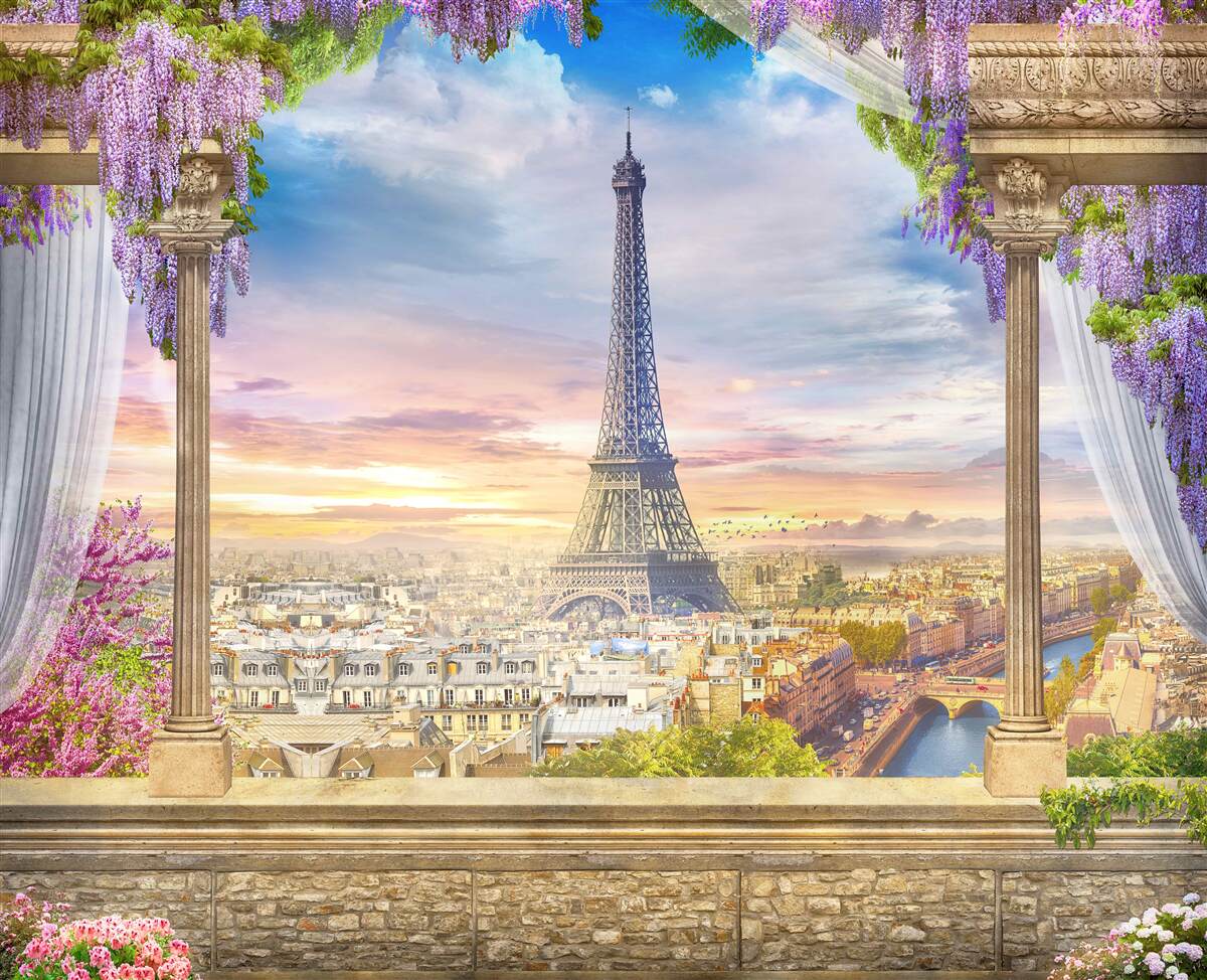 Papier peint vue magnifique de la tour eiffel