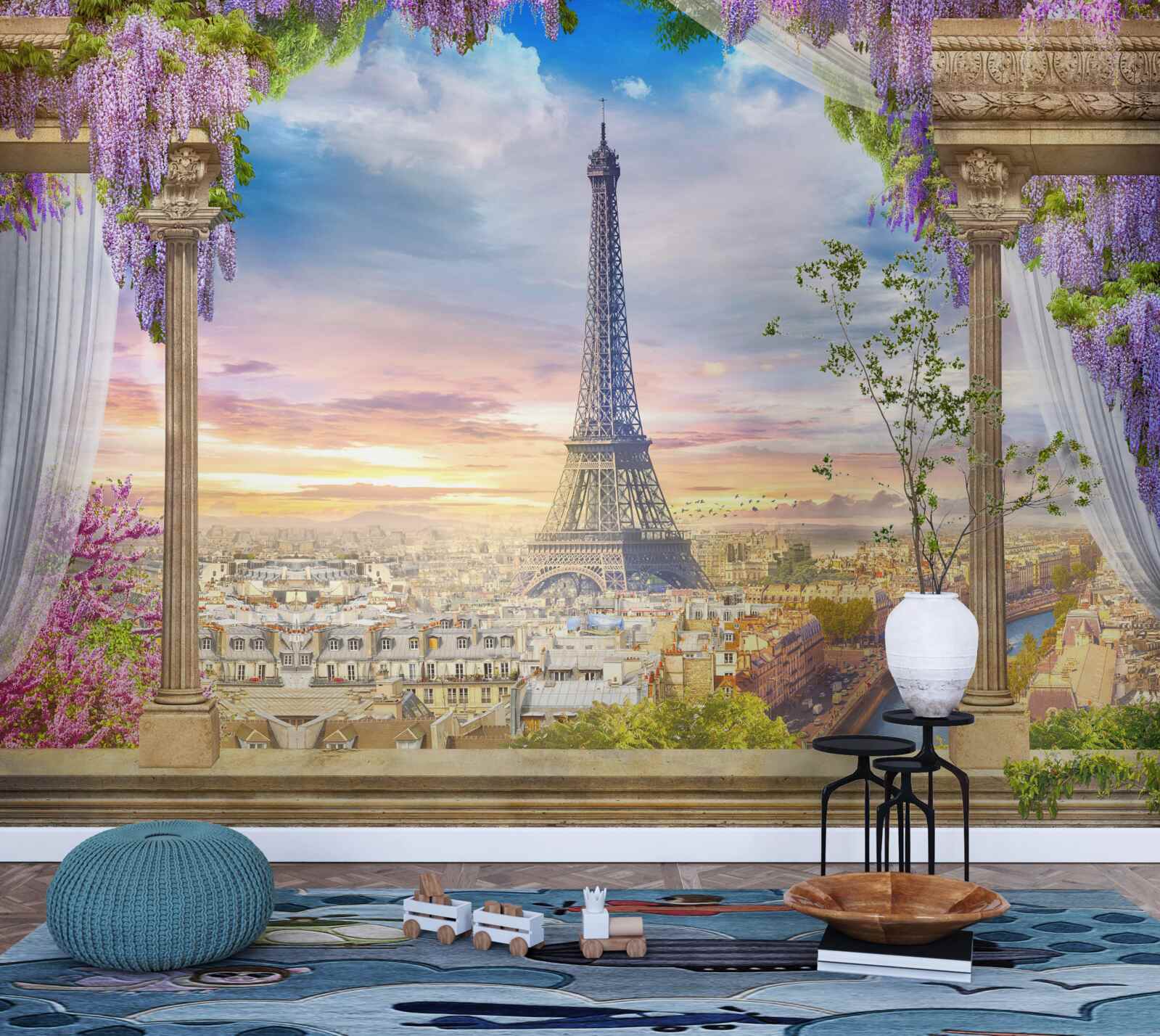 Papier peint vue magnifique de la tour eiffel