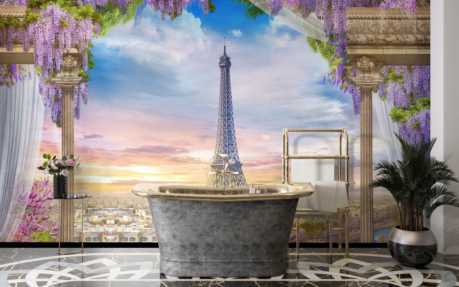 Papier peint vue magnifique de la tour eiffel