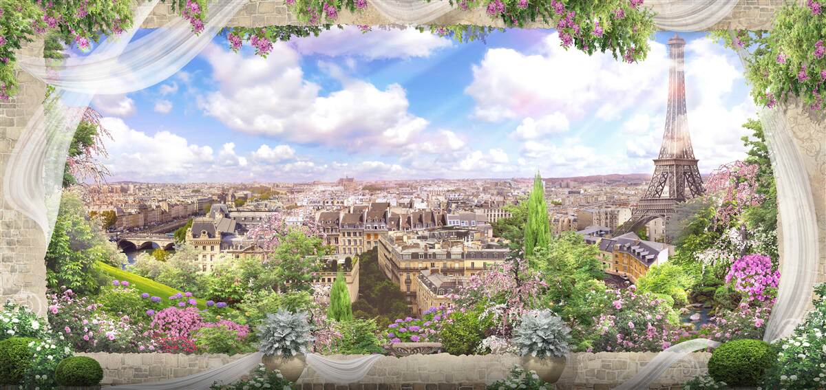 Papier peint l'horizon de paris et son symbole principal