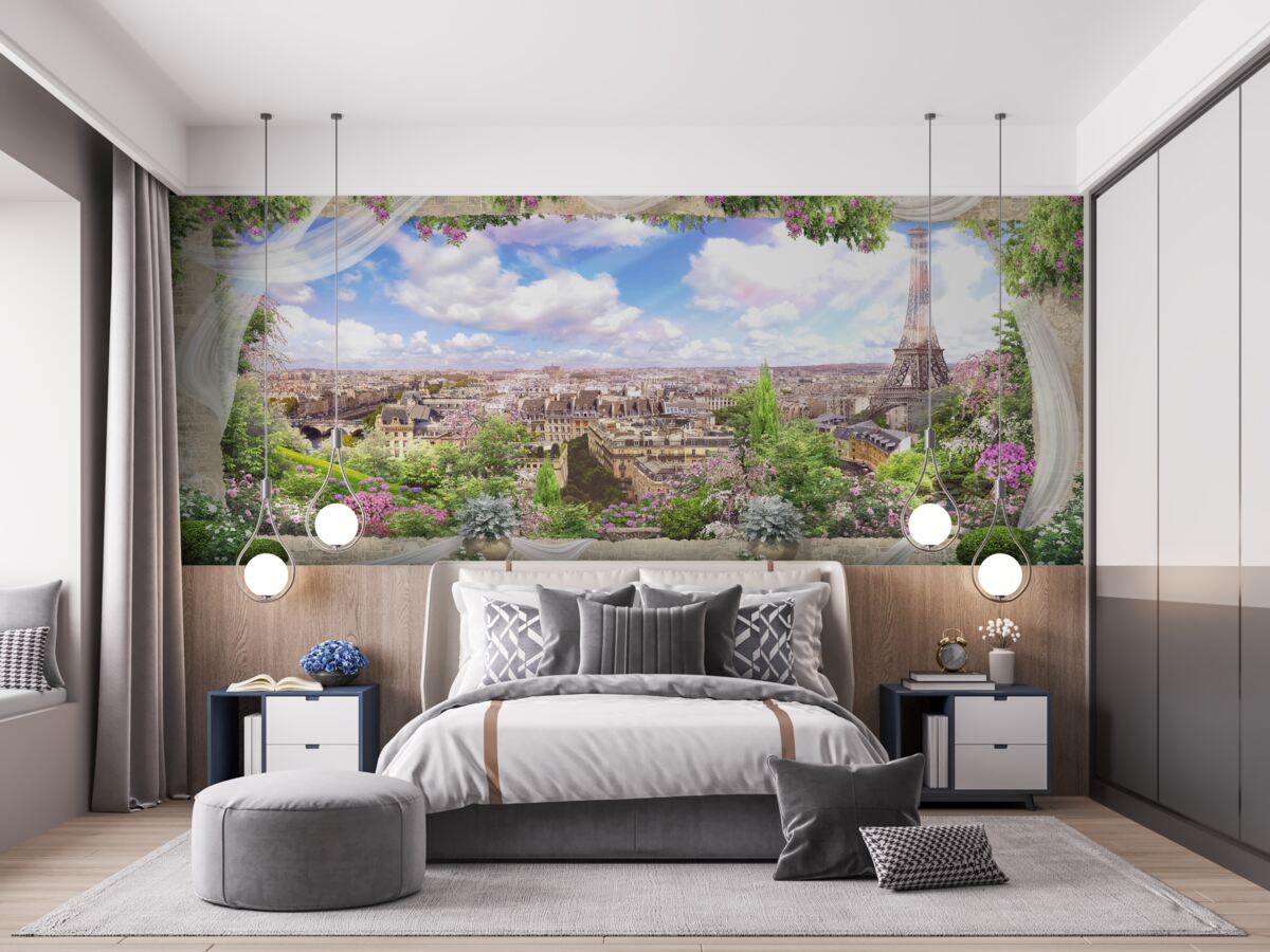 Papier peint l'horizon de paris et son symbole principal