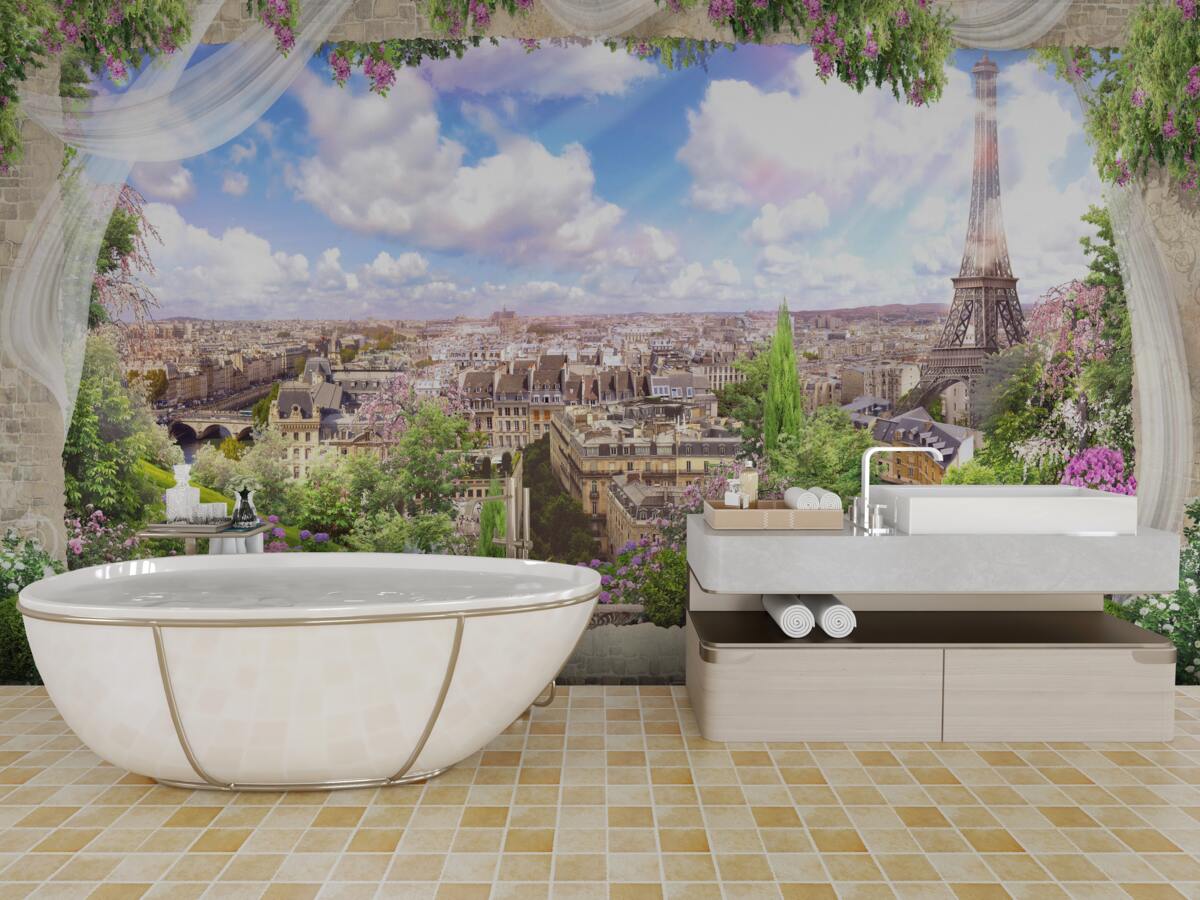 Papier peint l'horizon de paris et son symbole principal