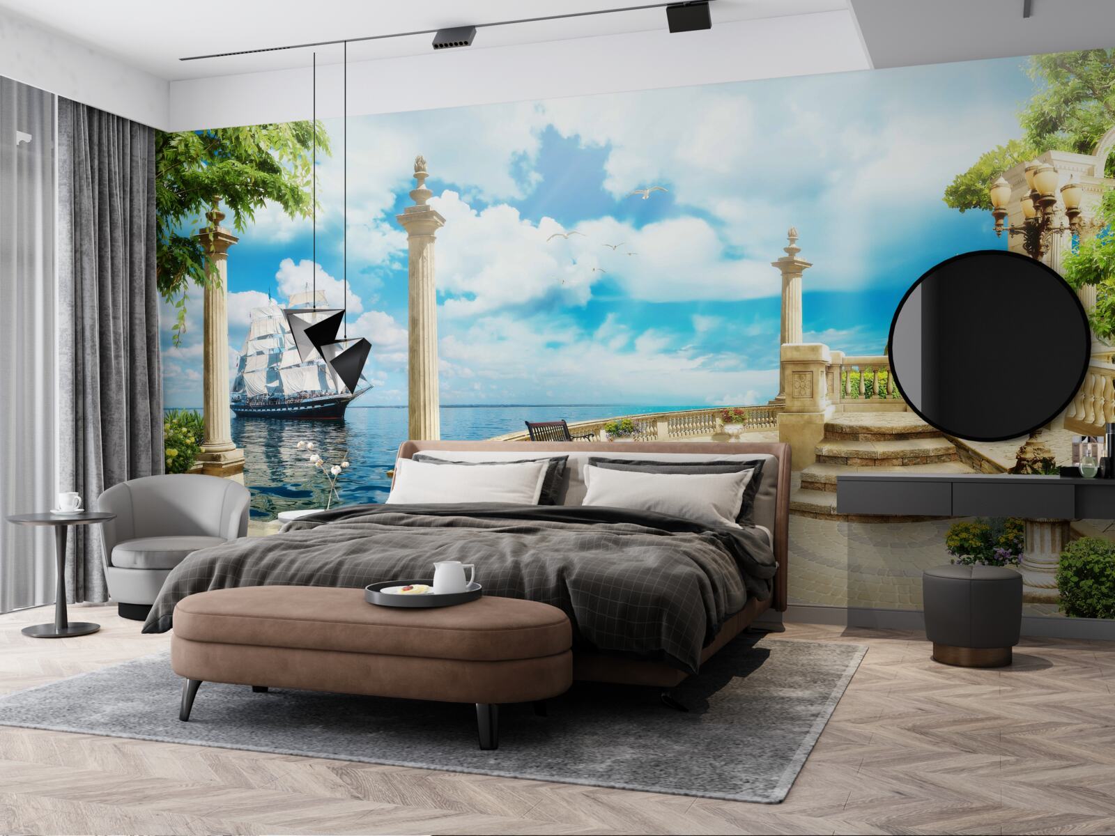 Papier peint un voilier s'approche du rivage