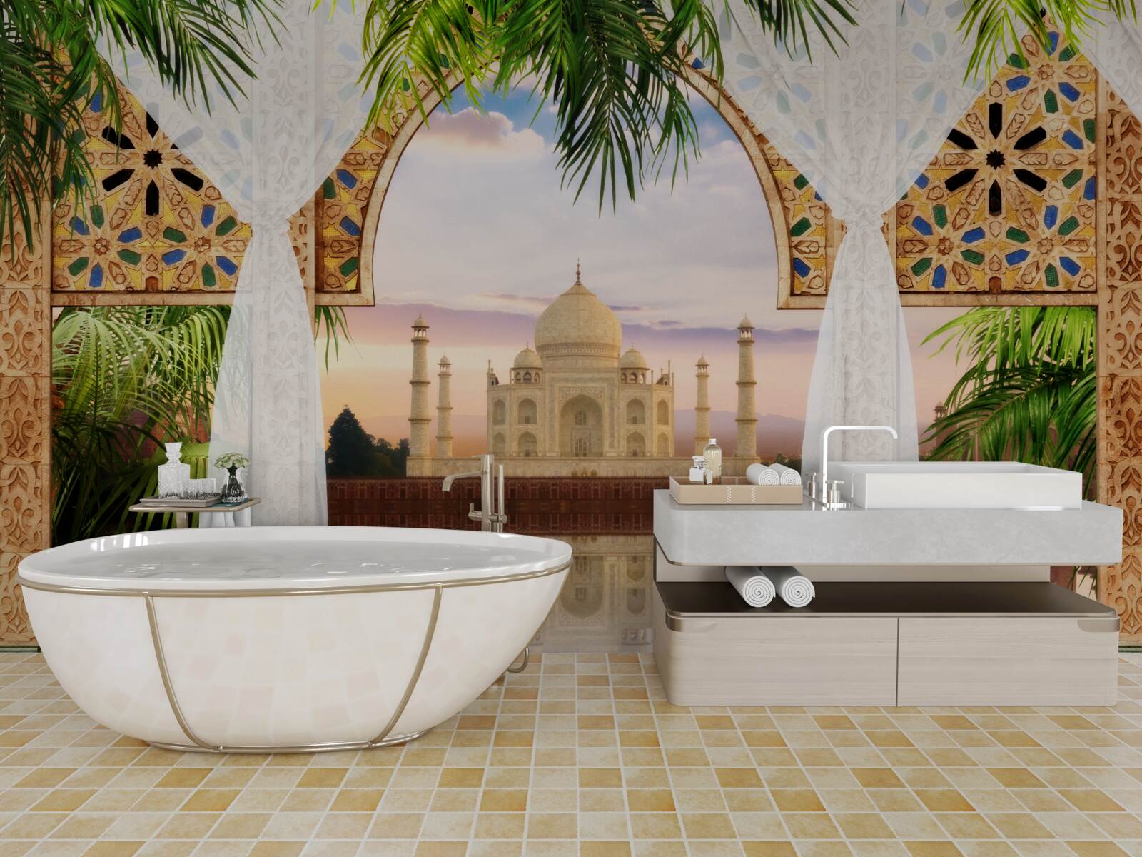 Papier peint paysage du taj mahal