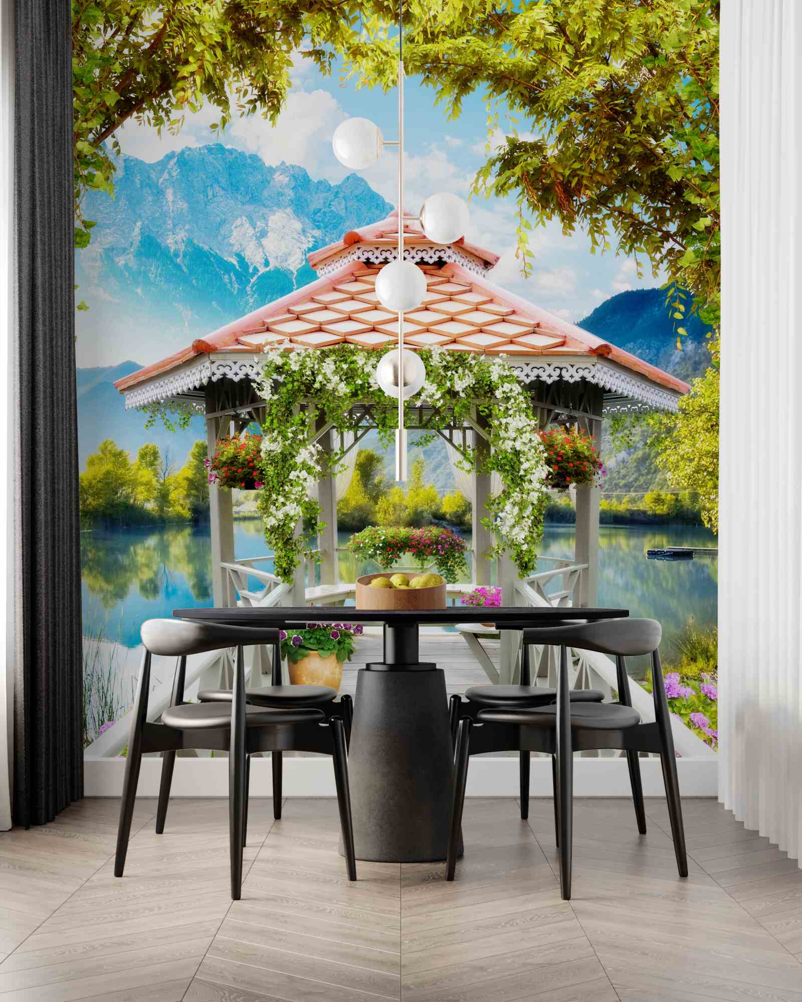 Papier peint transition vers le pavillon
