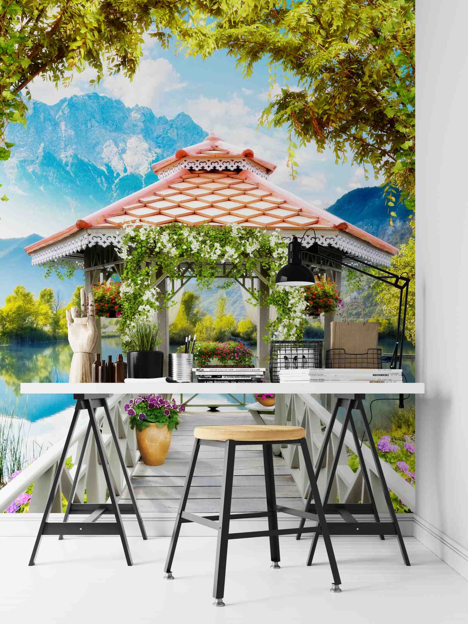 Papier peint transition vers le pavillon