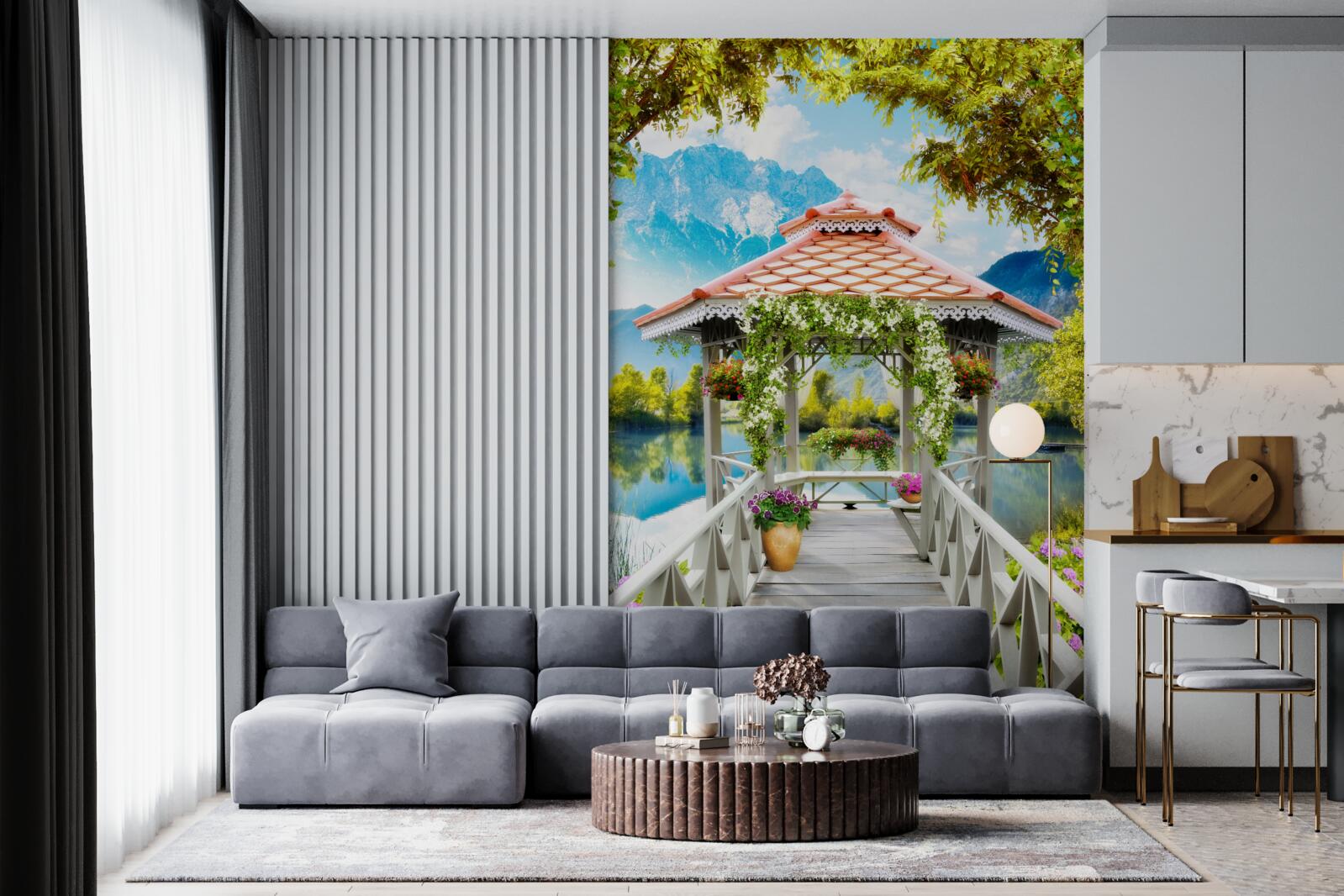 Papier peint transition vers le pavillon