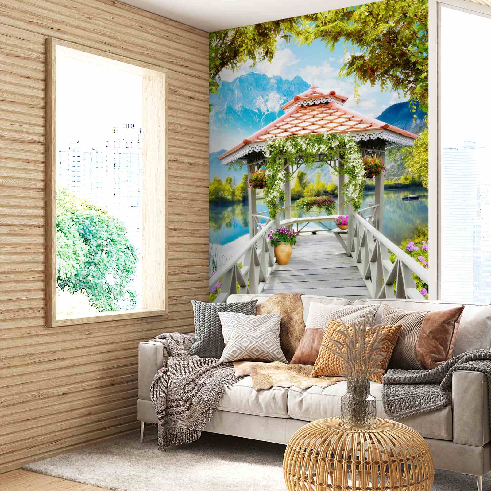 Papier peint transition vers le pavillon