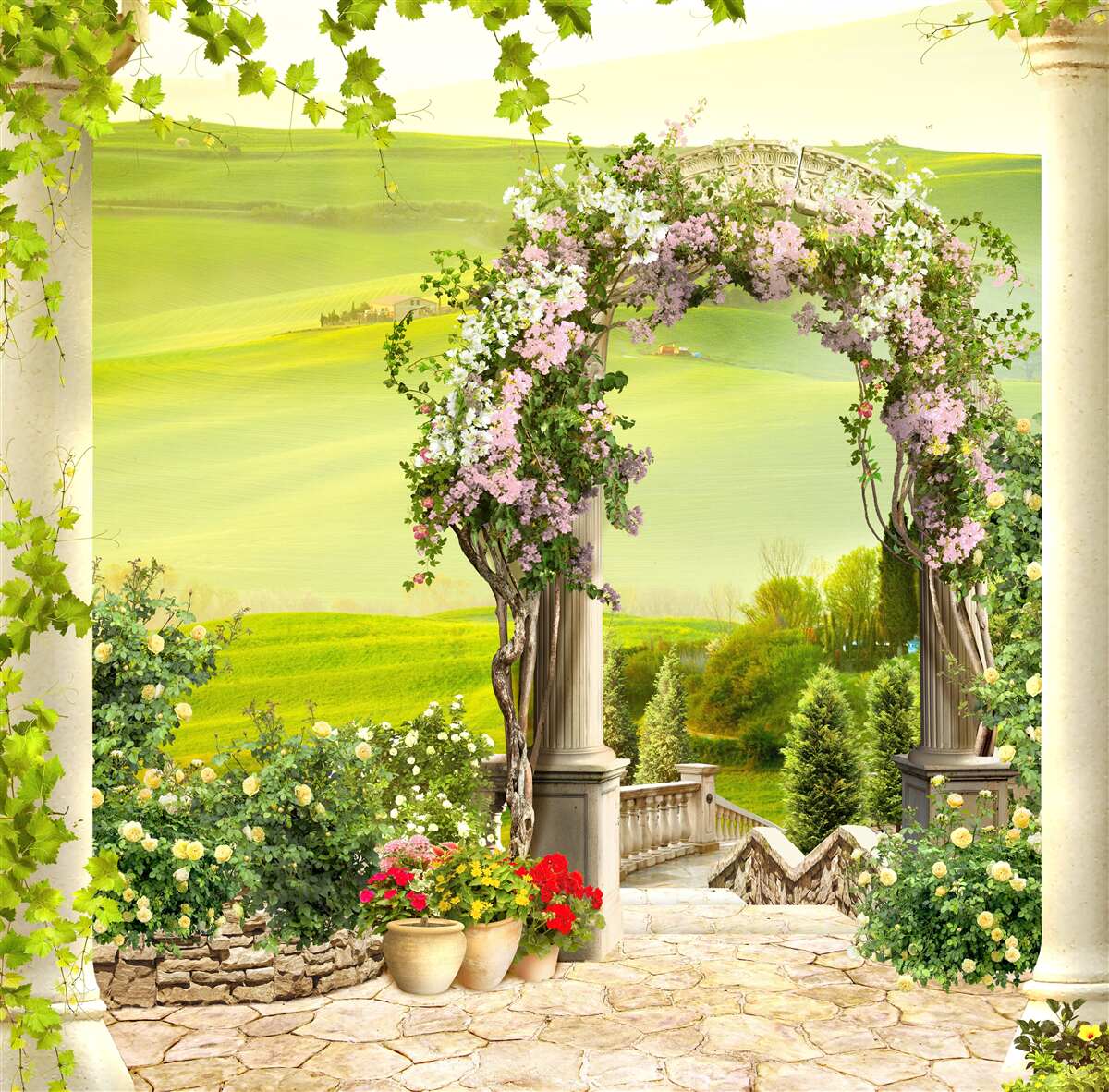 Papier peint jardins fleuris
