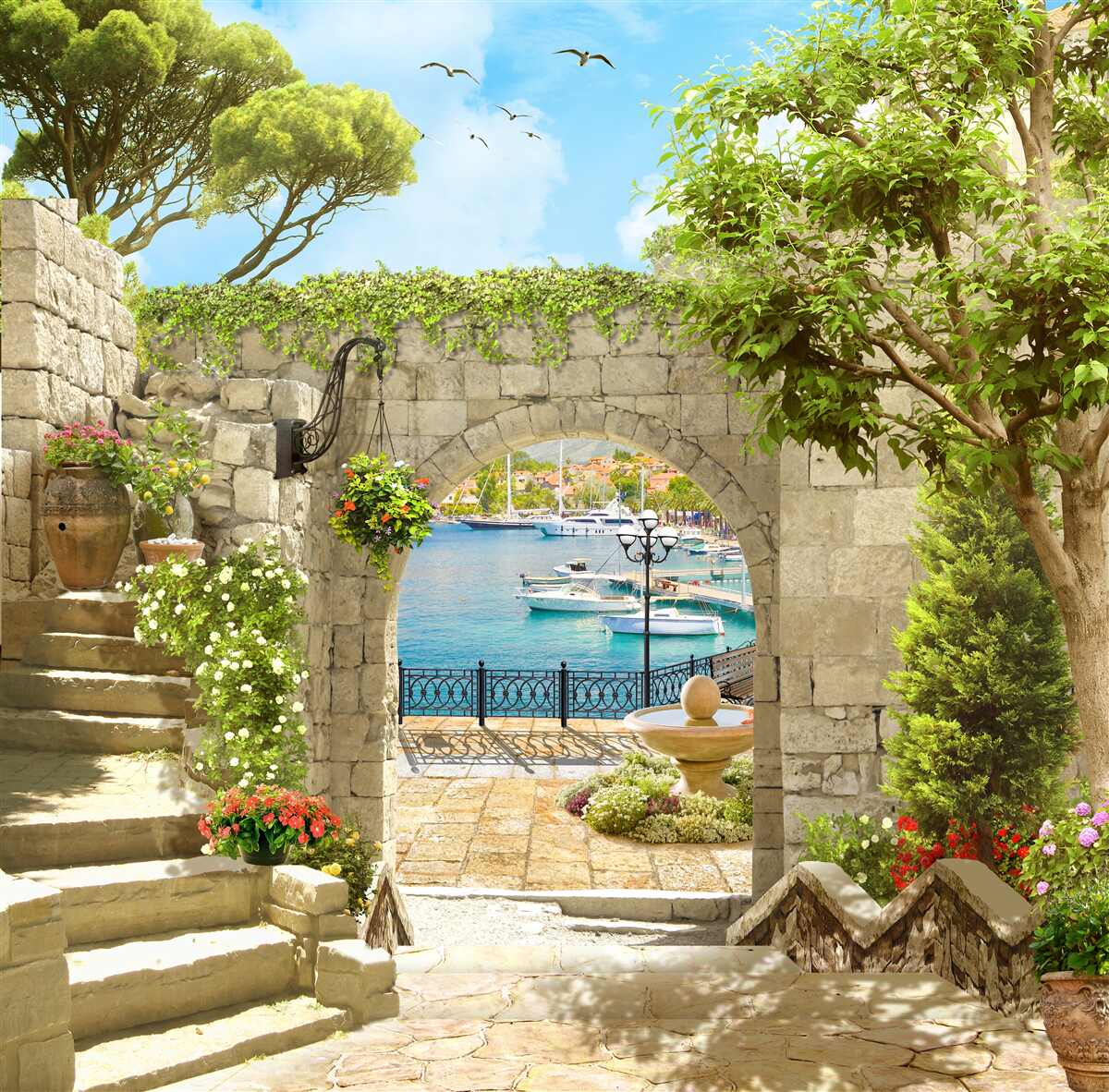Papier peint route surplombant la mer