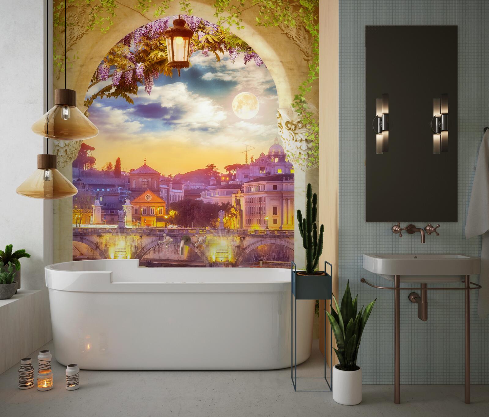 Papier peint loggia avec mobilier de salon