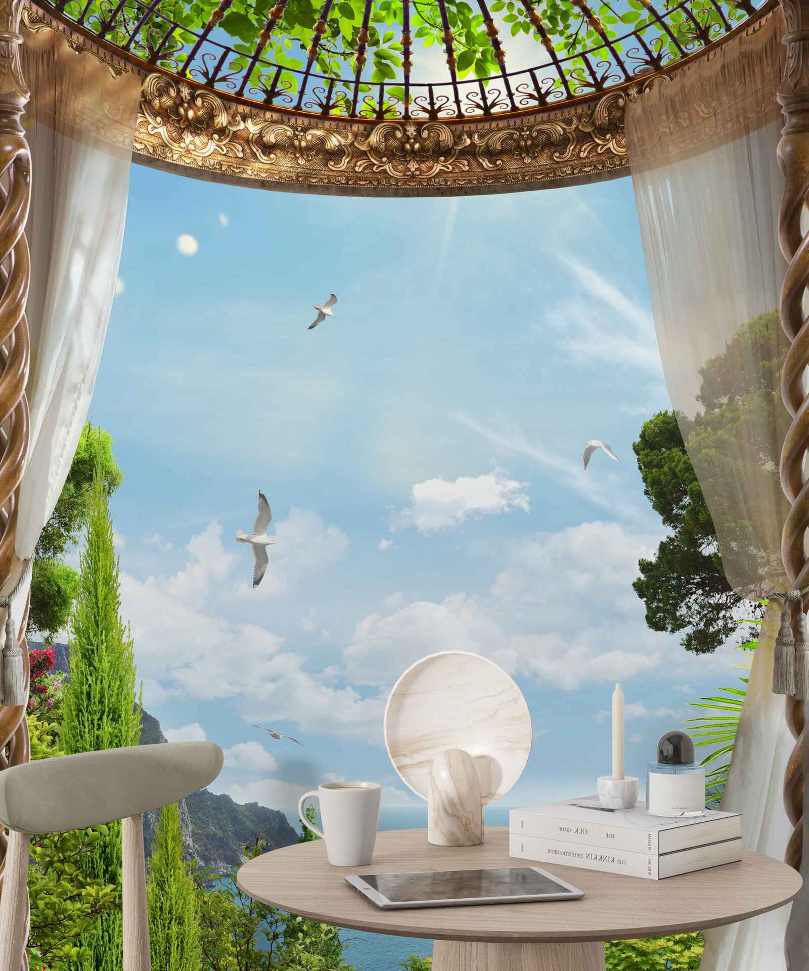Papier peint la vue magnifique que l'on peut apprécier depuis le balcon