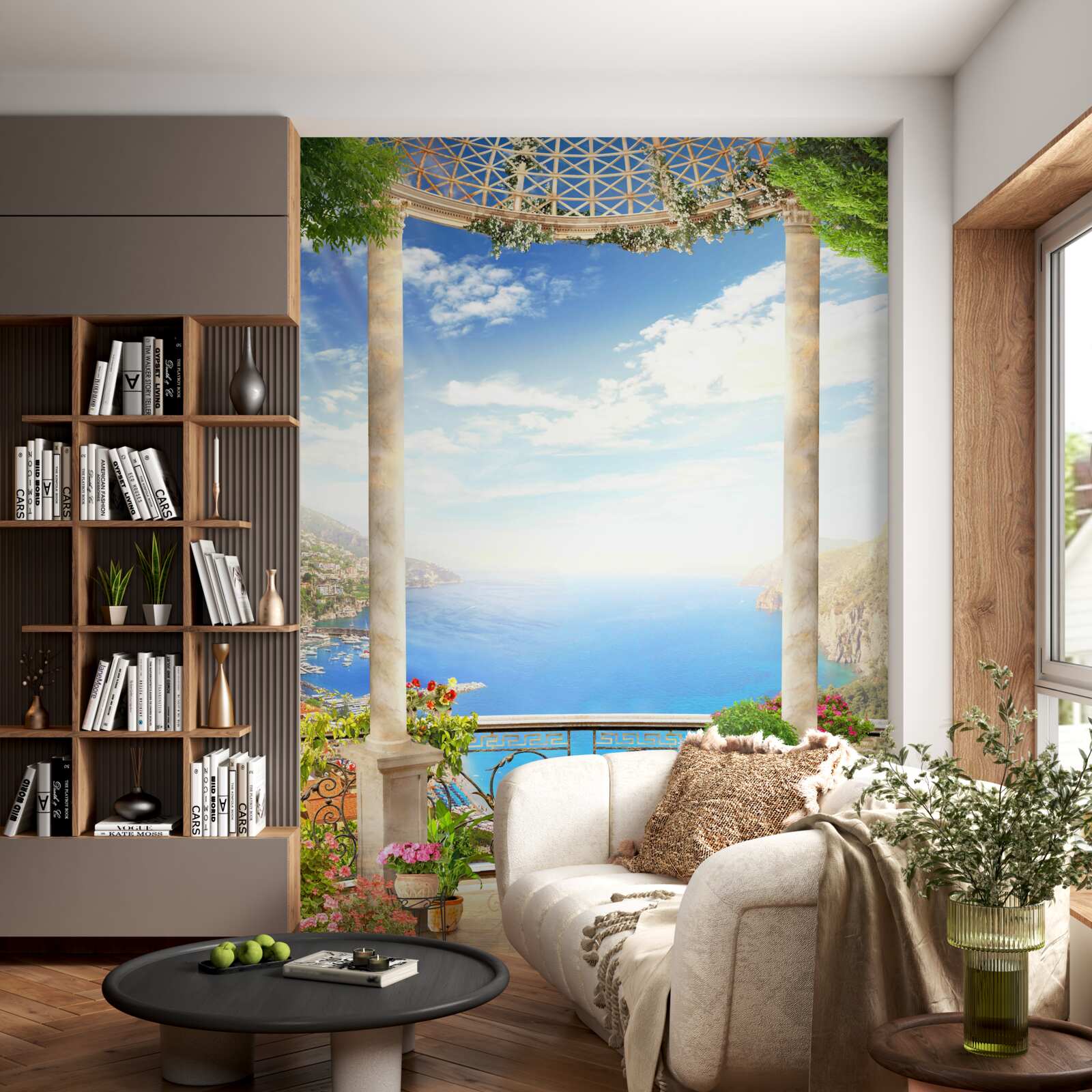 Papier peint plate-forme avec vue sur la mer
