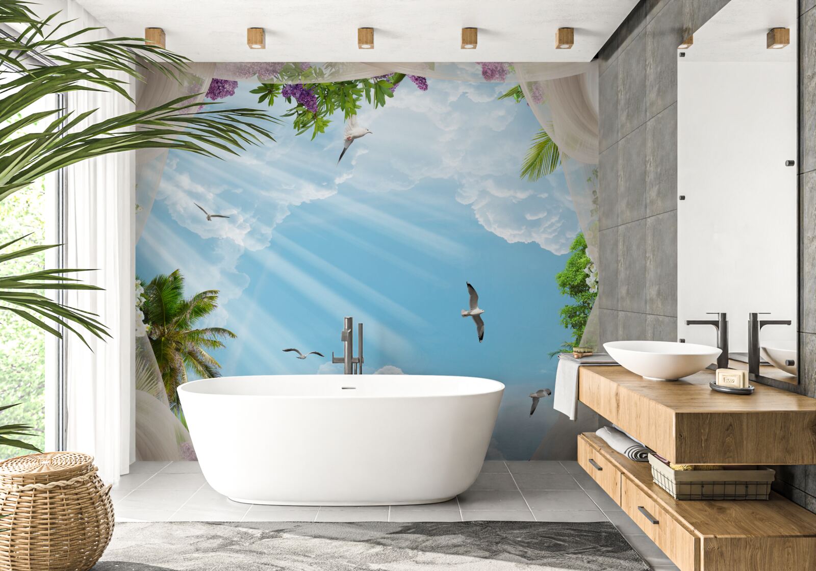 Papier peint les oiseaux et le ciel