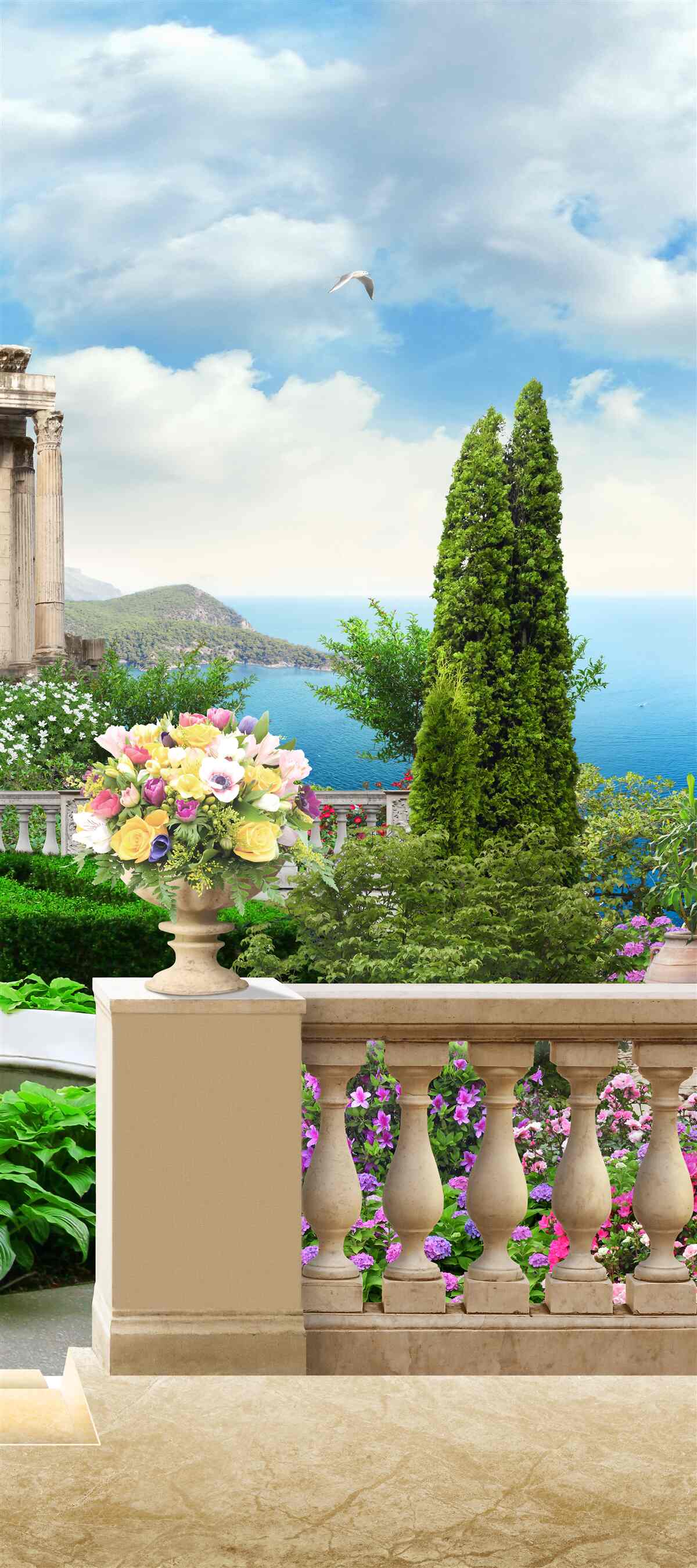 Papier peint vue sur le magnifique paysage depuis le balcon