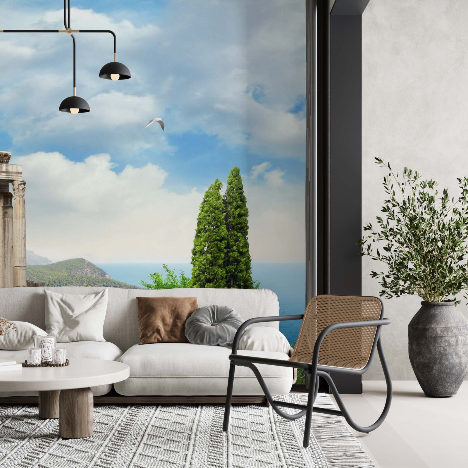 Papier peint vue sur le magnifique paysage depuis le balcon