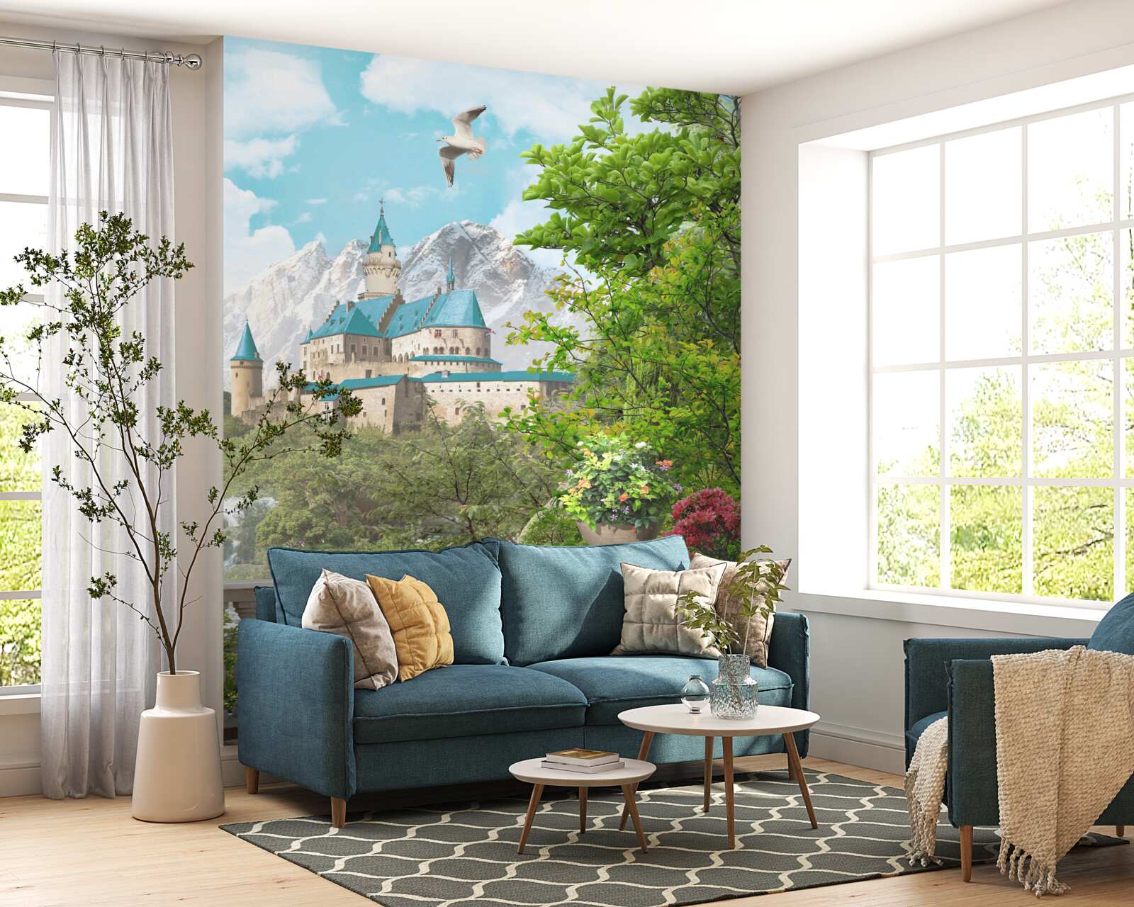 Papier peint loggia avec vue sur la forteresse