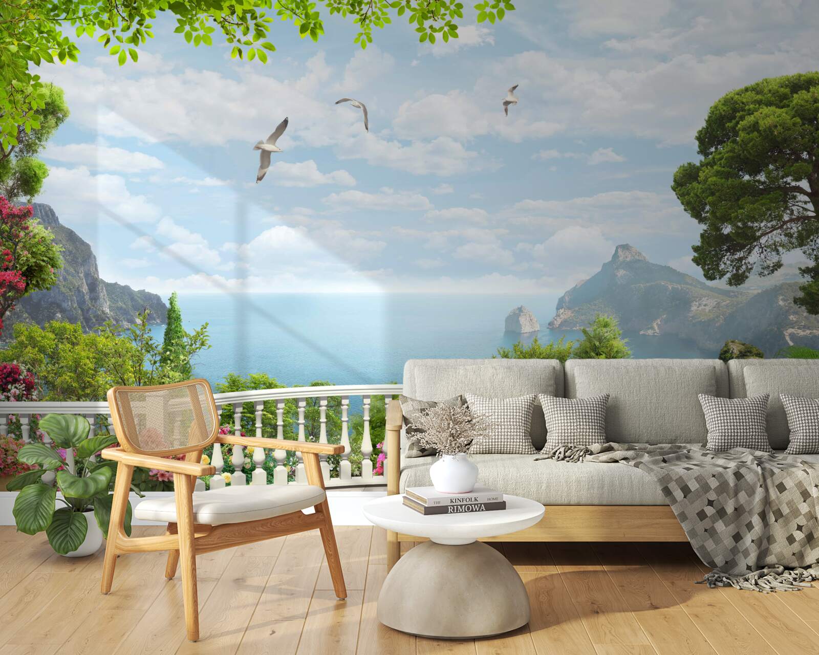 Papier peint vue panoramique sur la mer depuis la terrasse