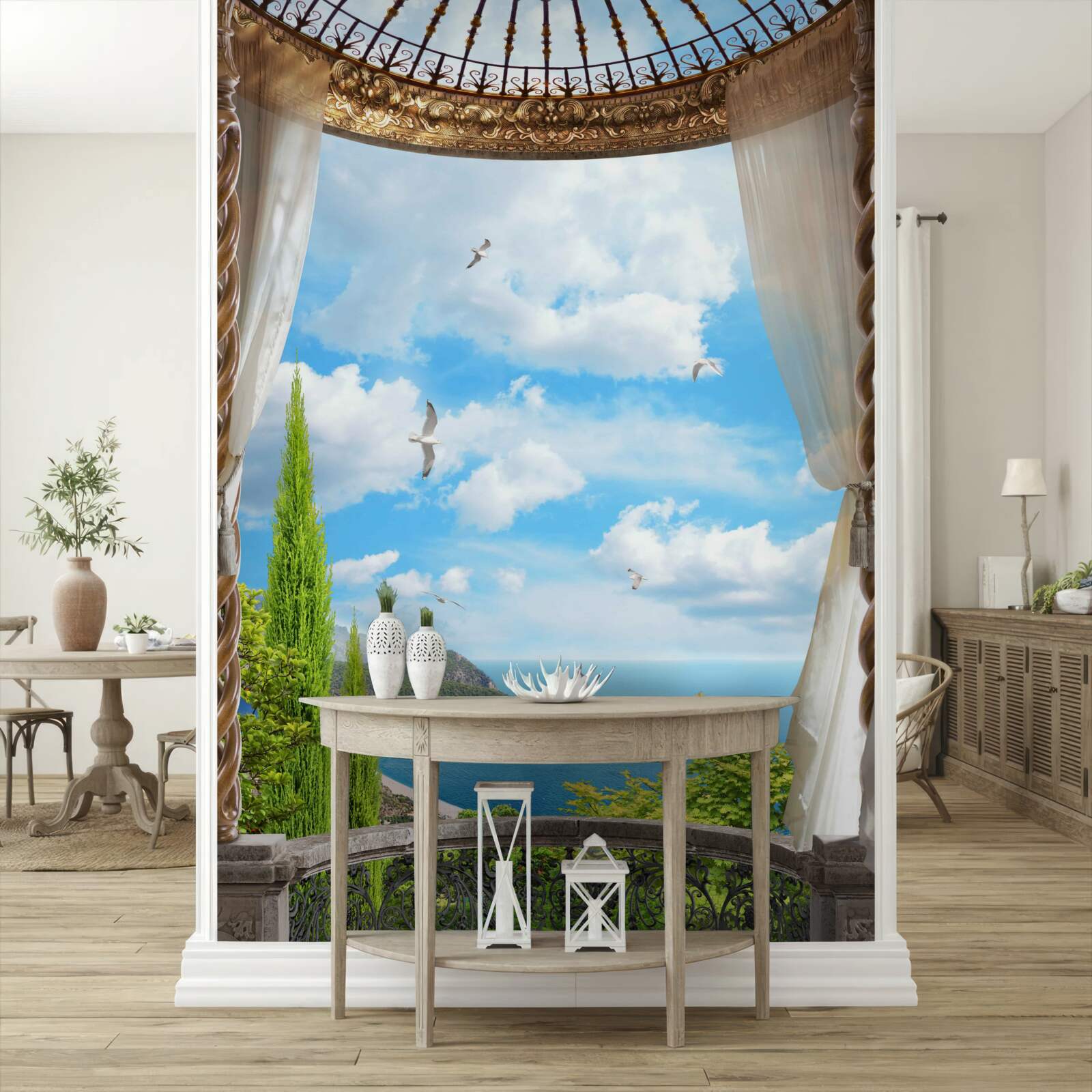 Papier peint terrasse avec vue imprenable sur la mer