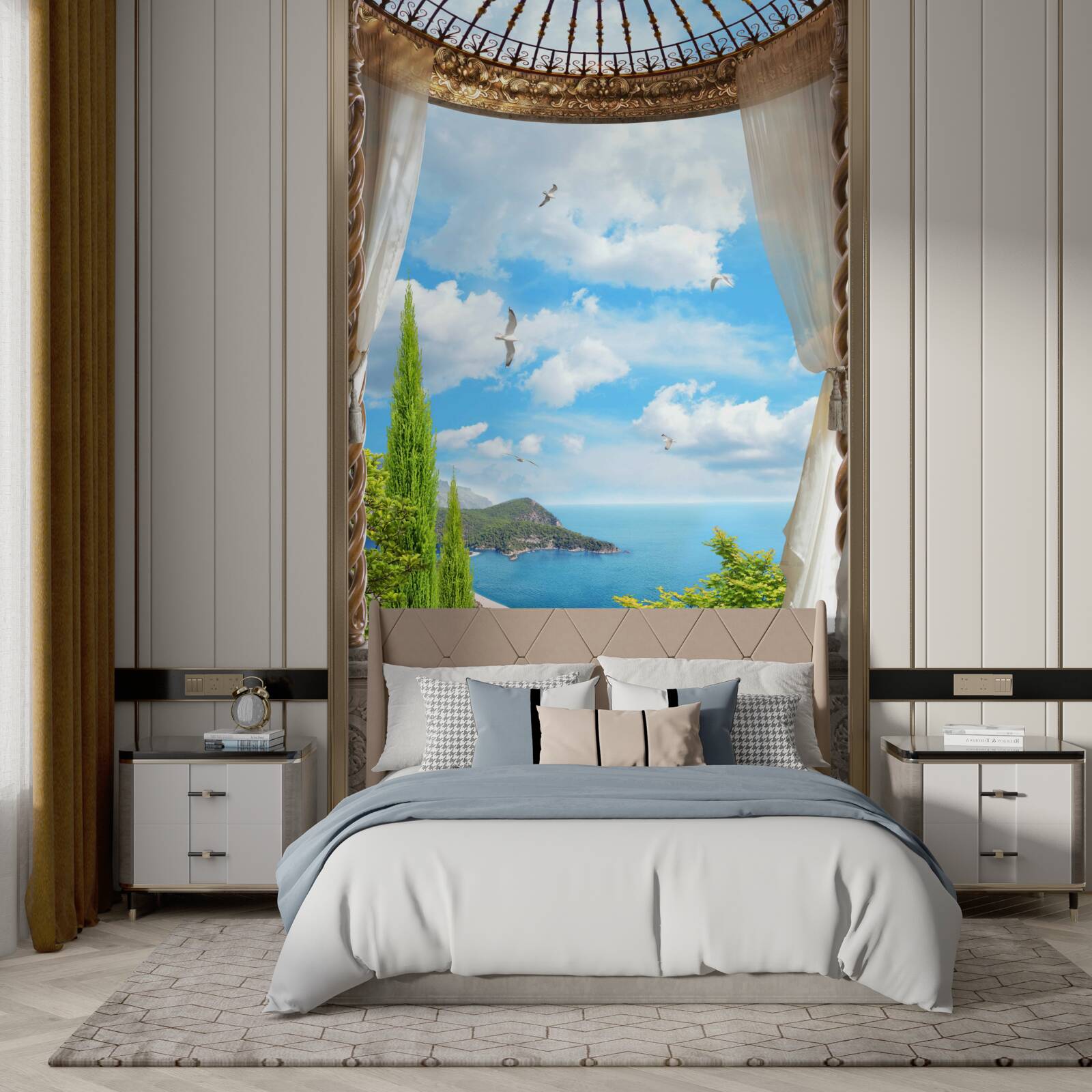 Papier peint terrasse avec vue imprenable sur la mer
