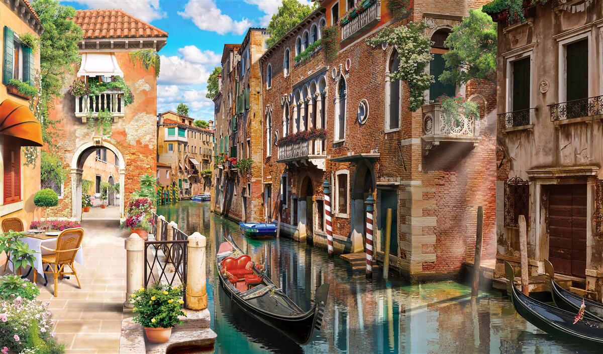Papier peint gondole laissée dans un parking à venise