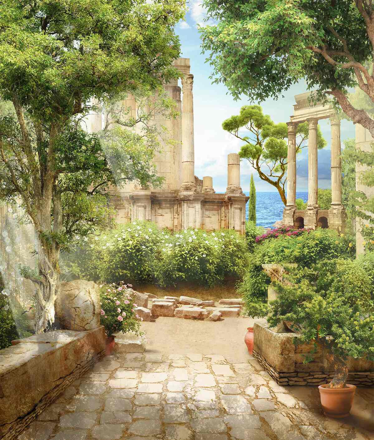 Papier peint les anciens jardins de la Méditerranée
