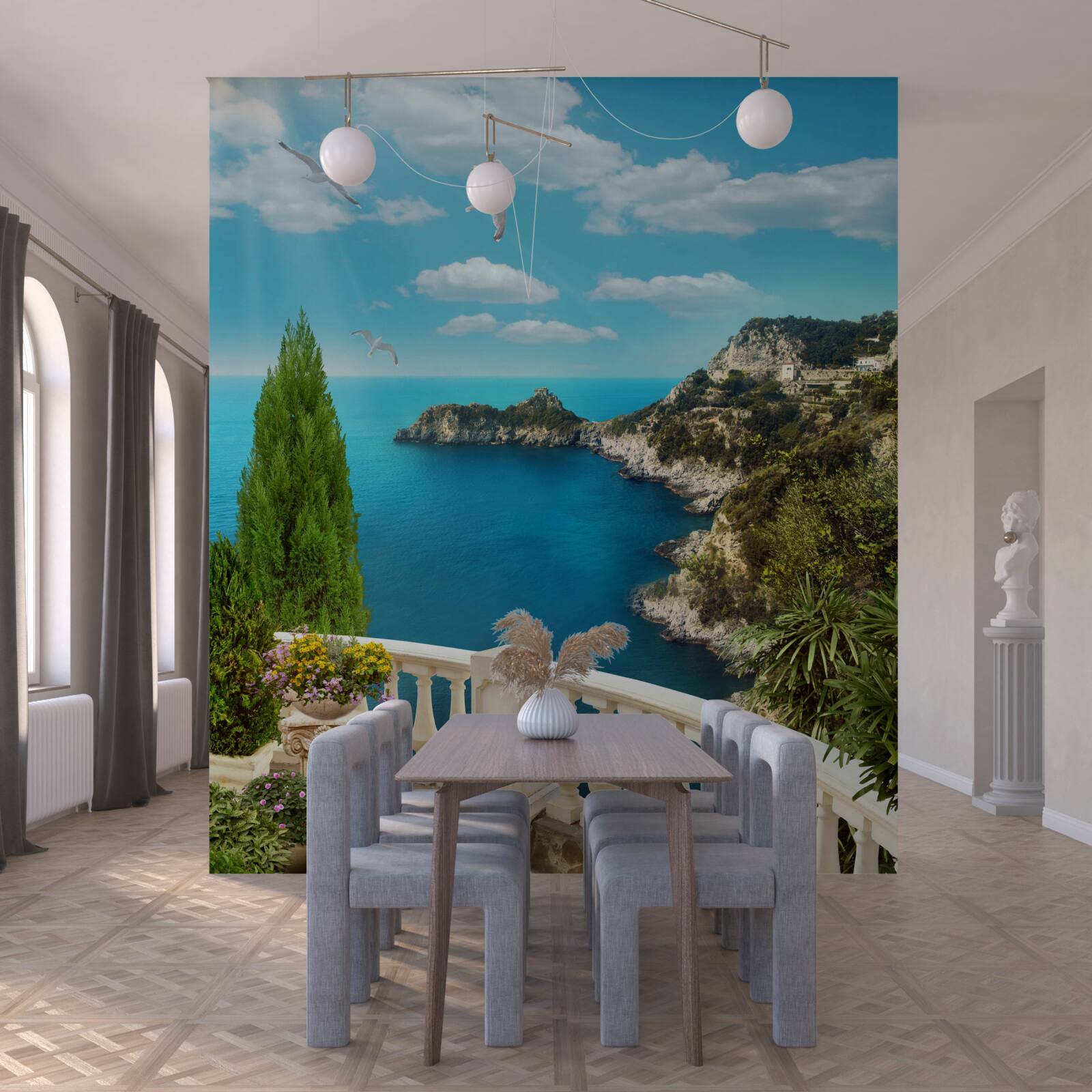 Papier peint vue sur la mer depuis le balcon