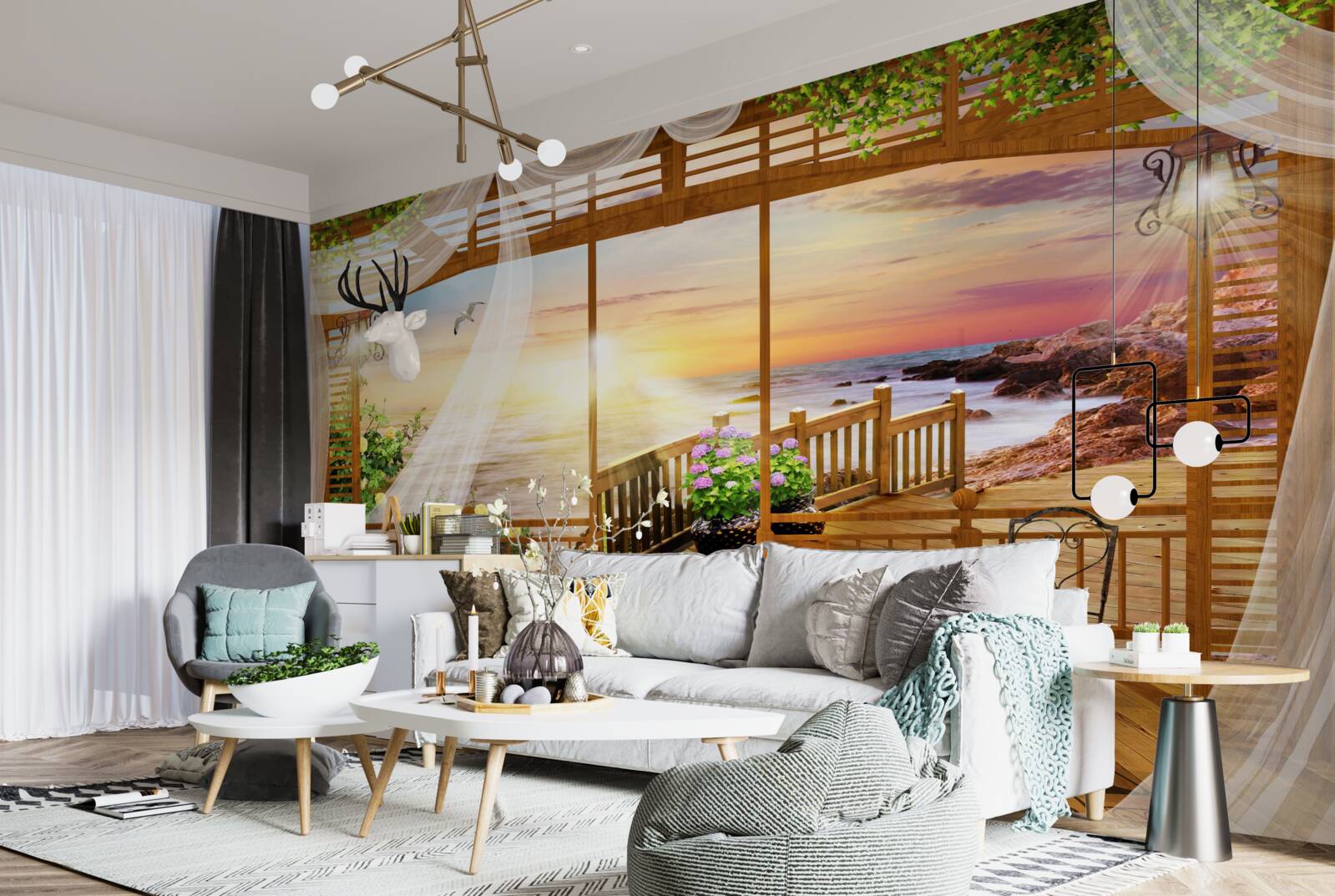 Papier peint beau balcon avec vue imprenable