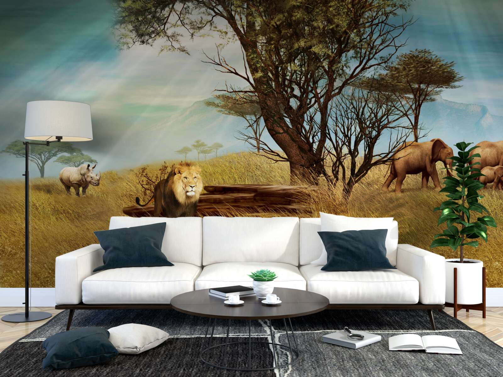 Papier peint promenade des animaux africains