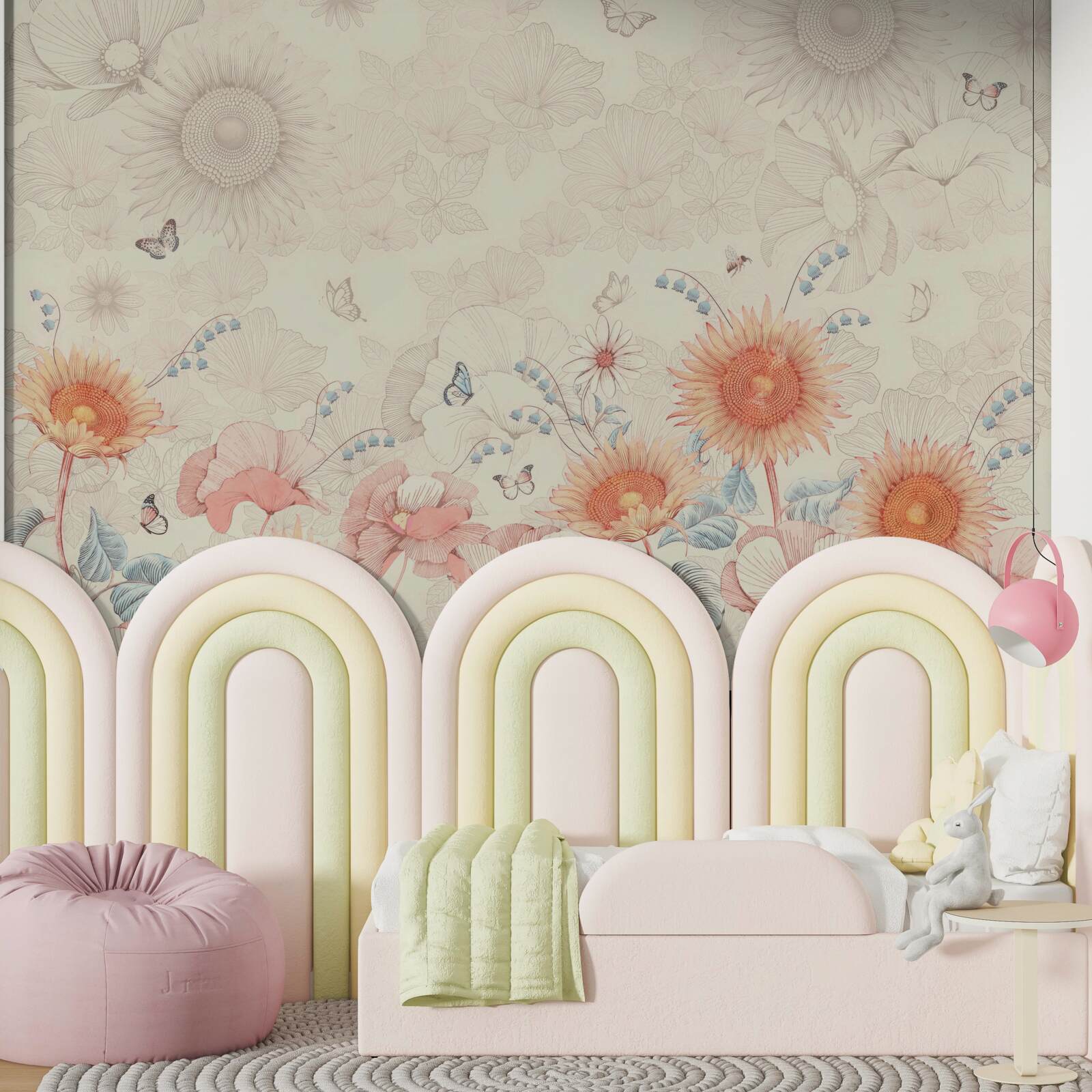 Papier peint diverses fleurs exotiques