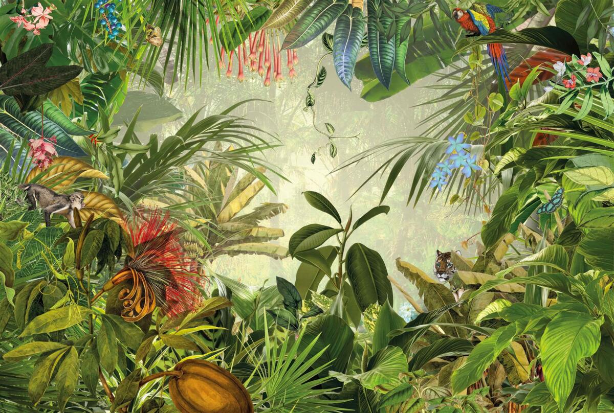 Papier peint paysage tropical vert