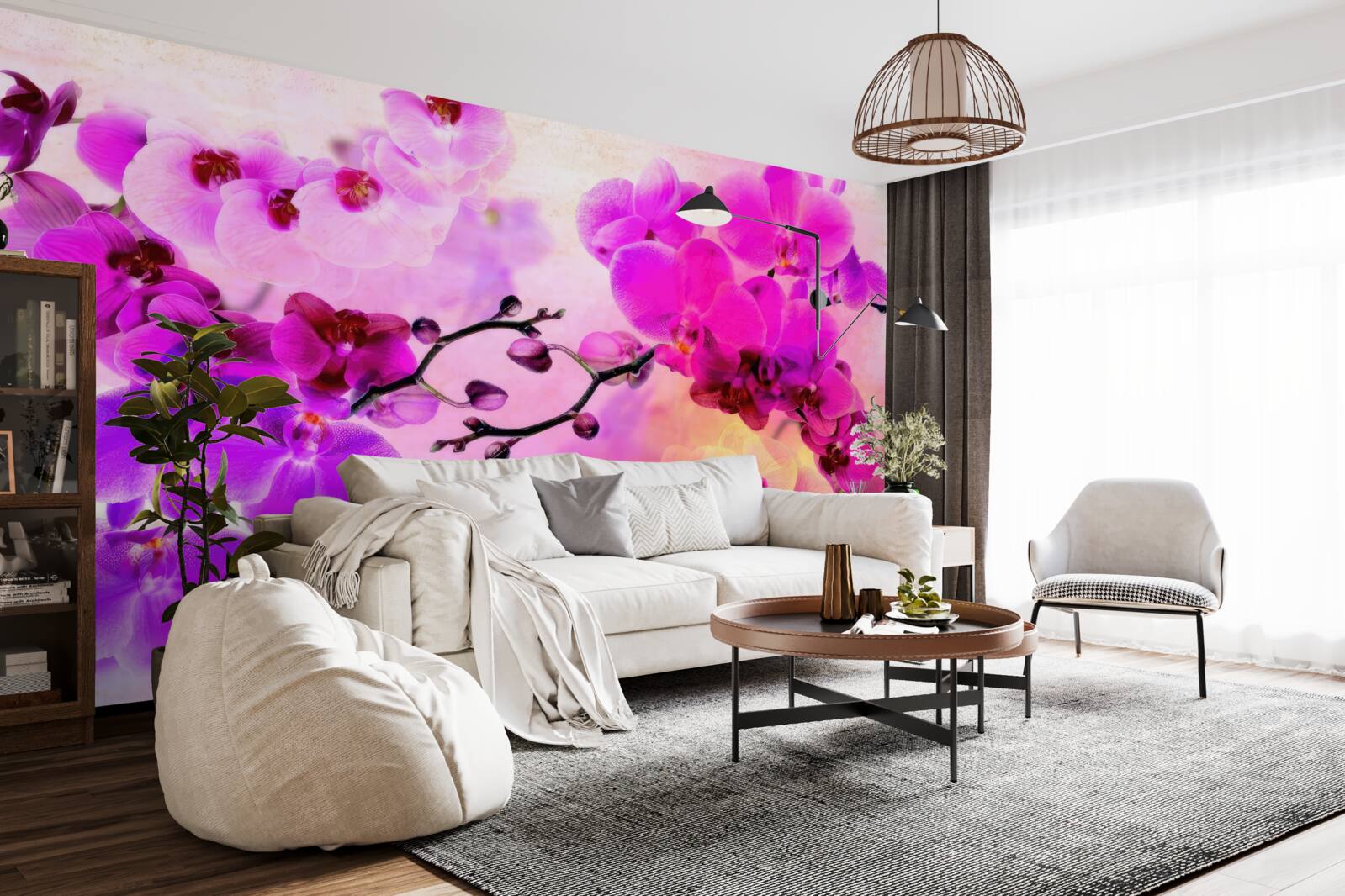 Papier peint des orchidées dans toutes les nuances de l'arc-en-ciel