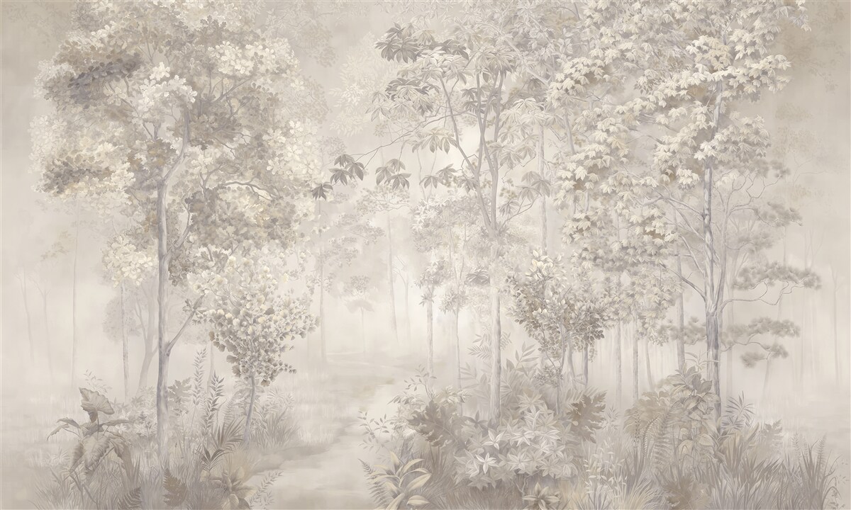 Papier peint bosquet d'arbres élancés