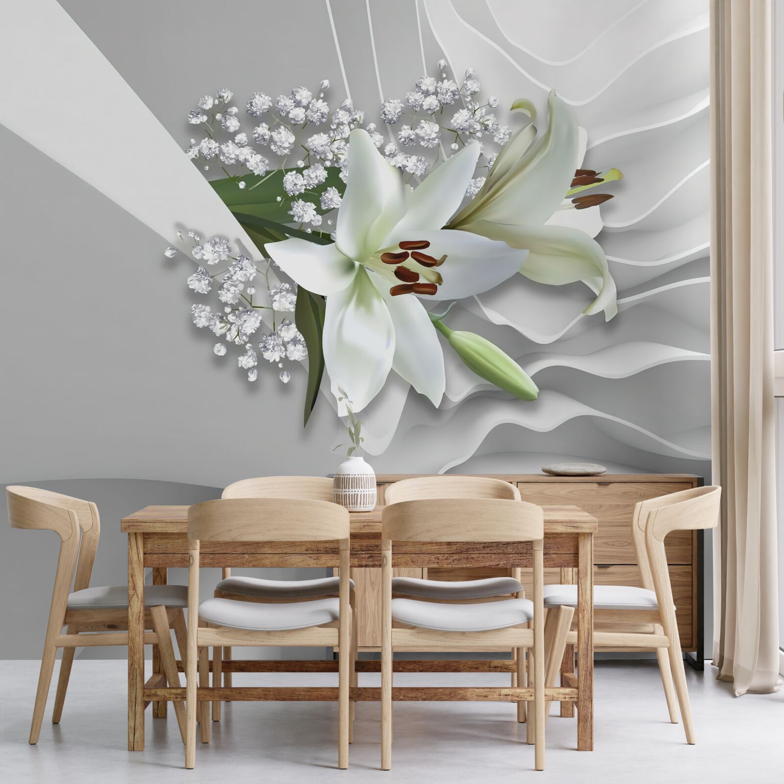 Papier peint fond lumineux avec des lys blancs