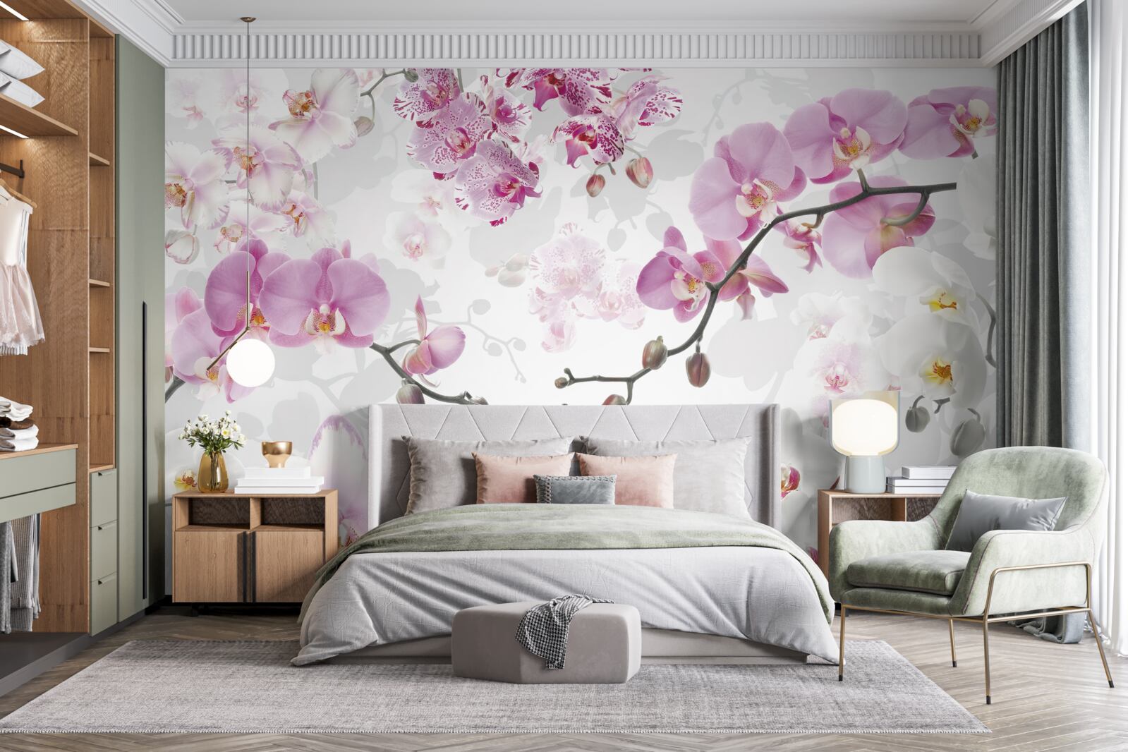 Papier peint branches d'orchidées