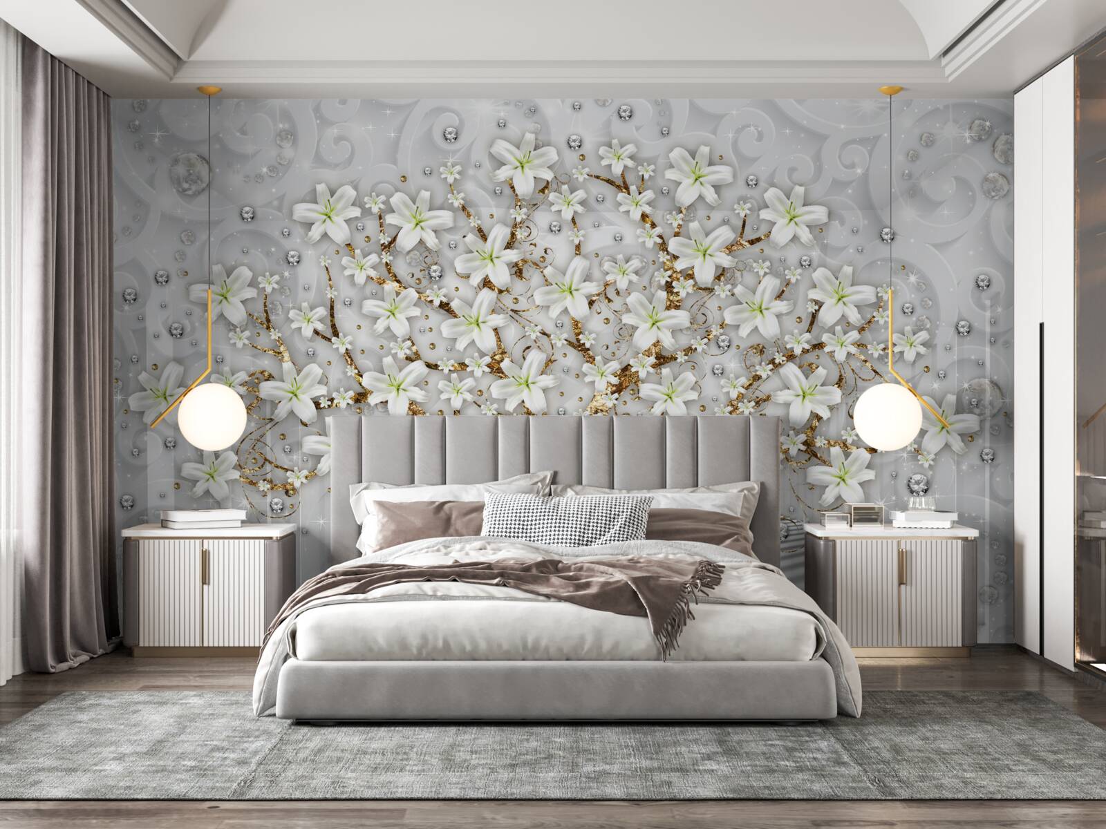 Papier peint des fleurs blanches ont fleuri sur l'arbre