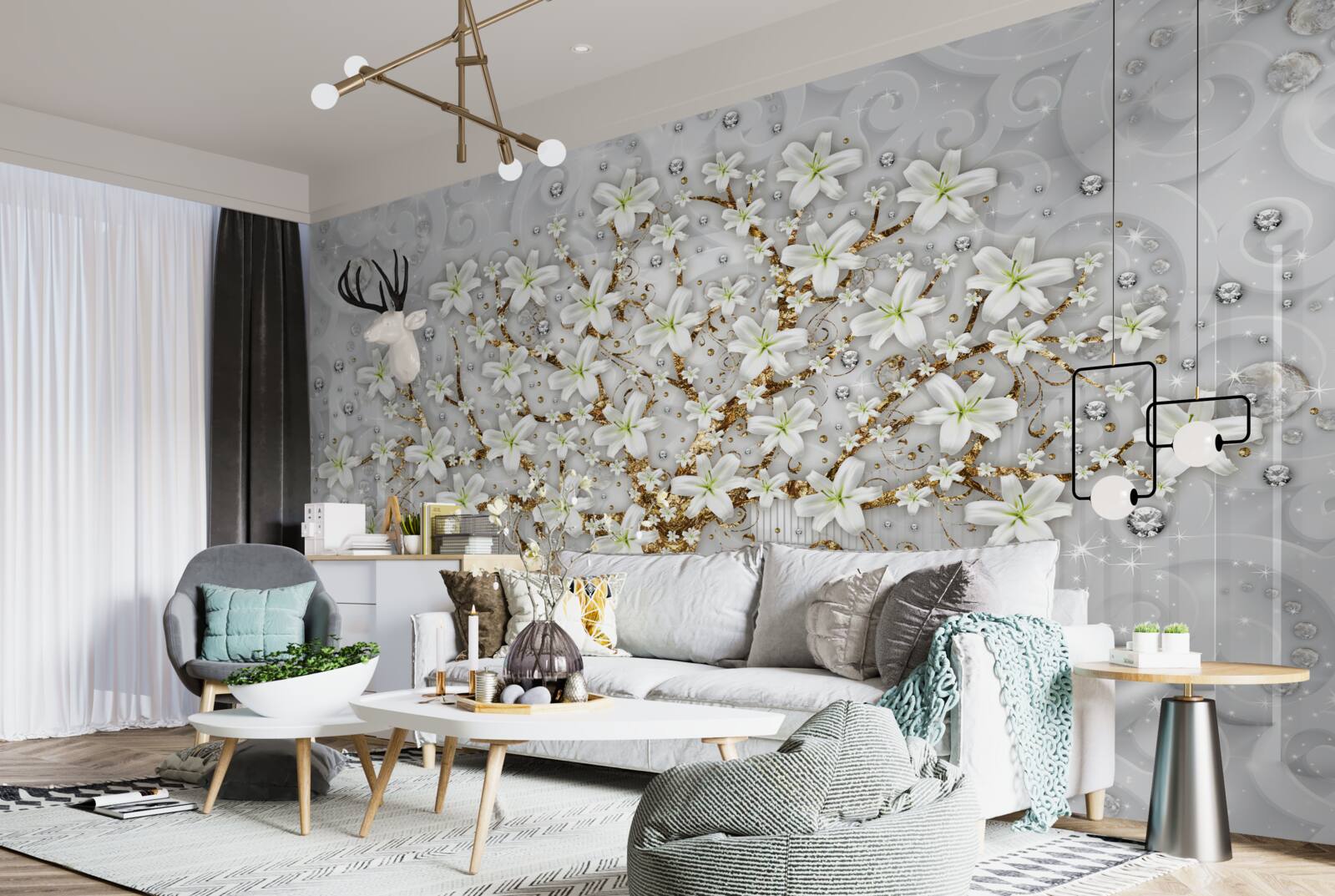 Papier peint des fleurs blanches ont fleuri sur l'arbre