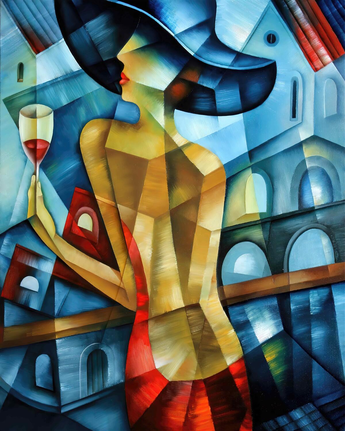 Papier peint dame en chapeau avec un verre à la main