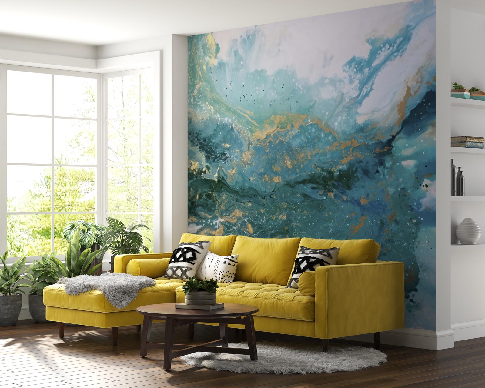 Papier peint traits sombres de peintures abstraites