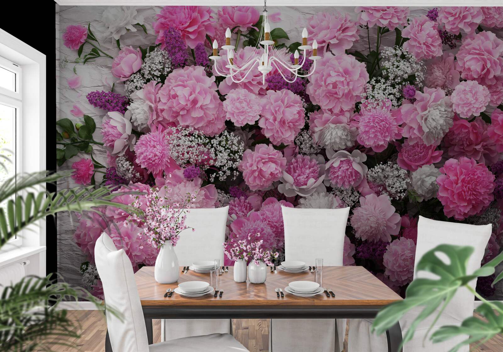 Papier peint un grand nombre de pivoines roses