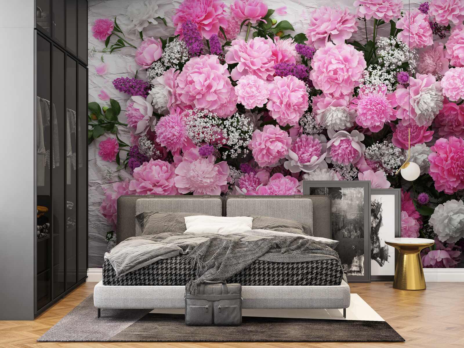Papier peint un grand nombre de pivoines roses